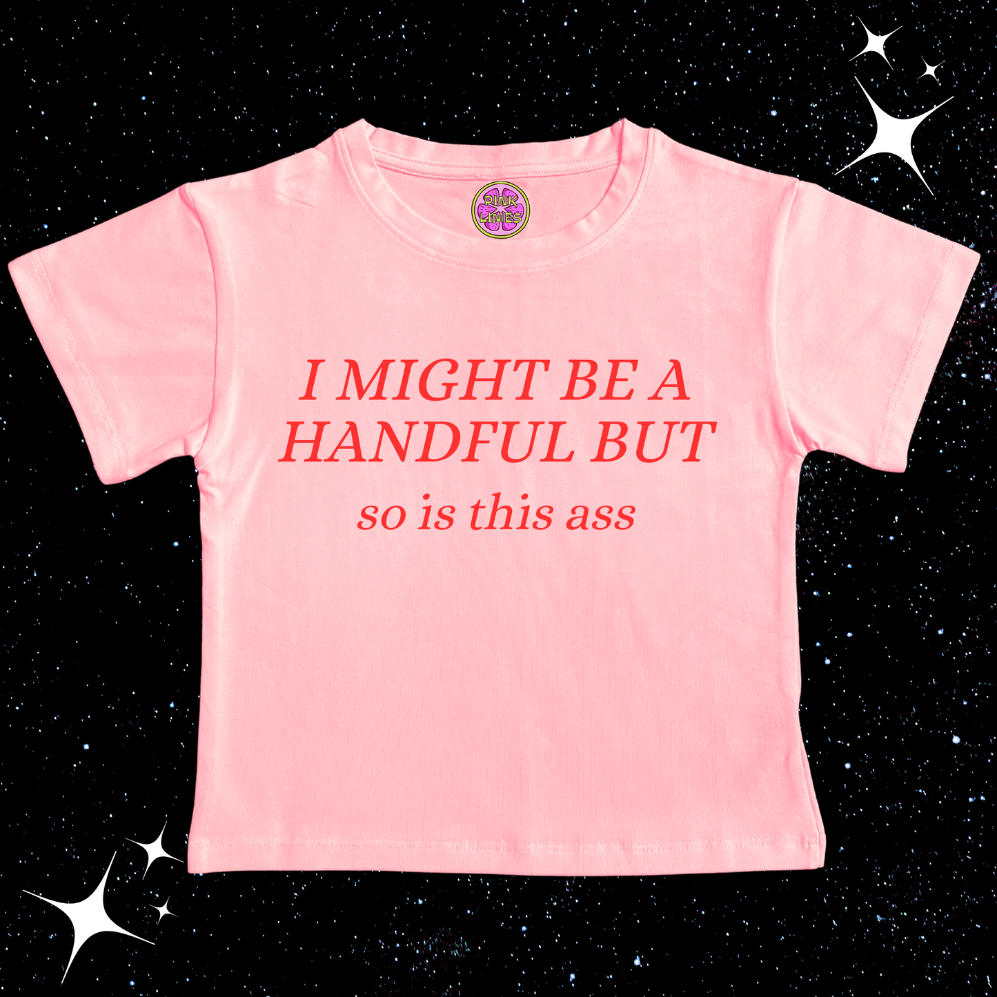 I Might Be A Handful Crop Tee Pink Shirts & Tops PinkLimes Trending Streetwear