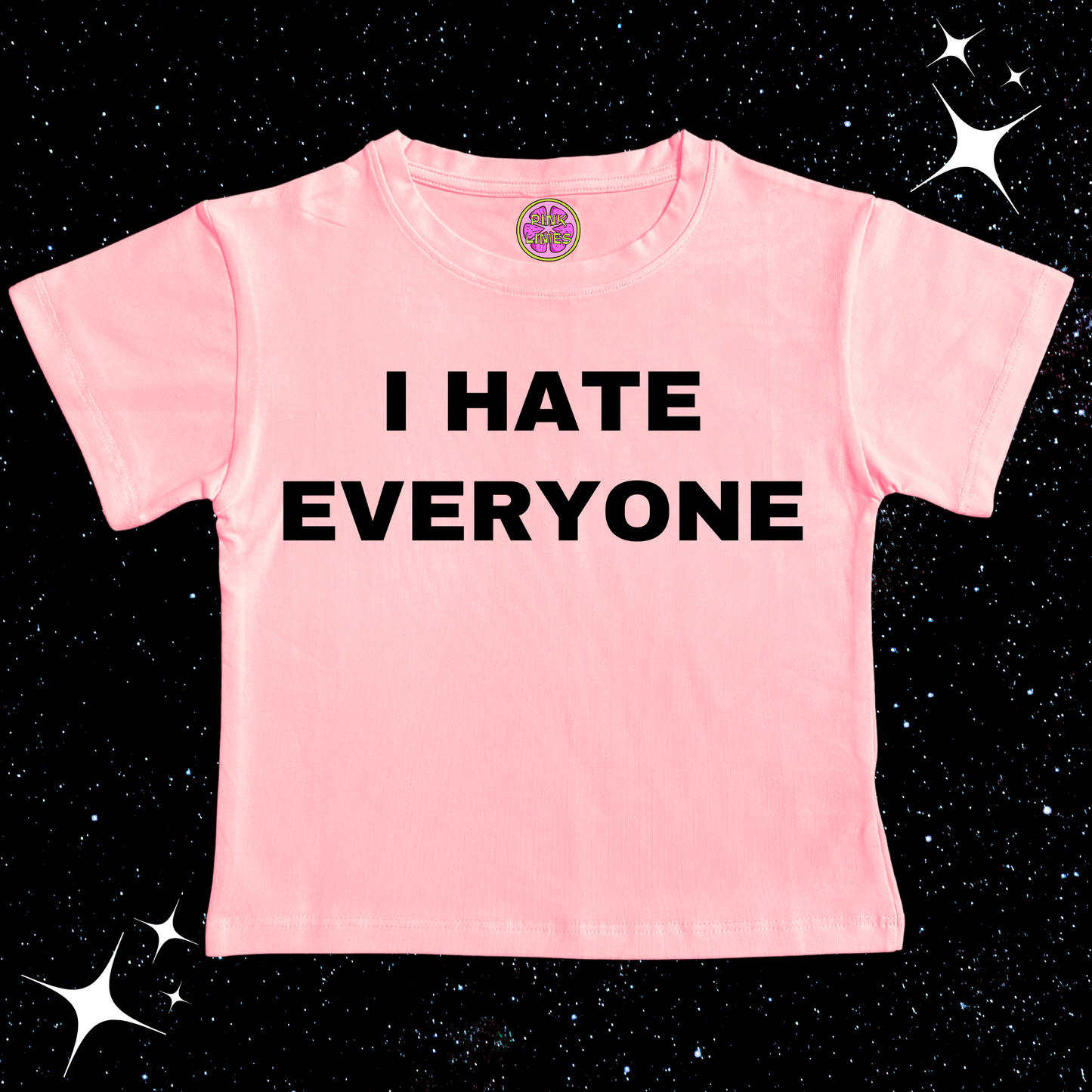 I HATE EVERYONE Crop Tee Pink Shirts & Tops PinkLimes Trending Streetwear