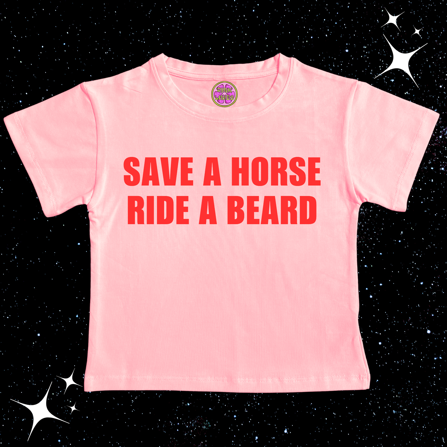 Save A Horse Ride A Beard Crop Tee Pink Shirts & Tops PinkLimes Trending Streetwear