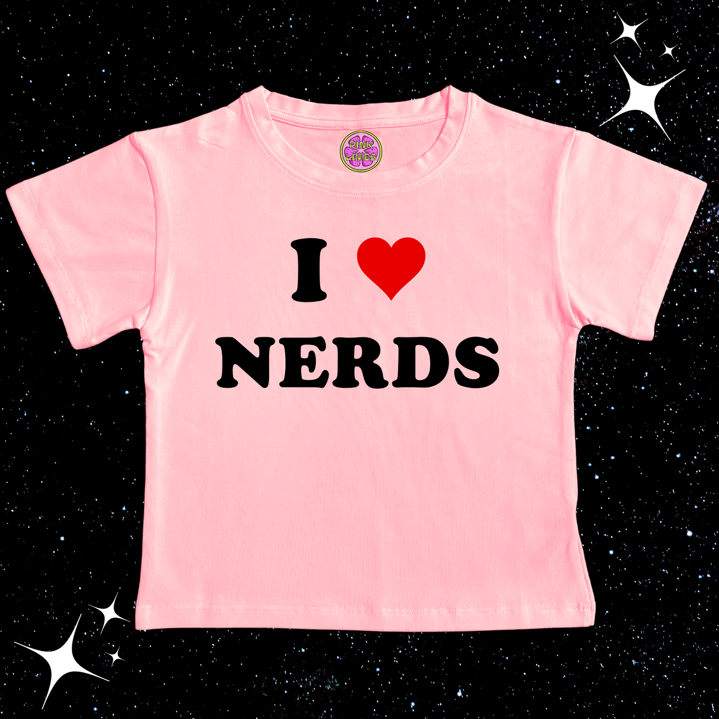 I Love Nerds Crop Tee Pink Shirts & Tops PinkLimes Trending Streetwear