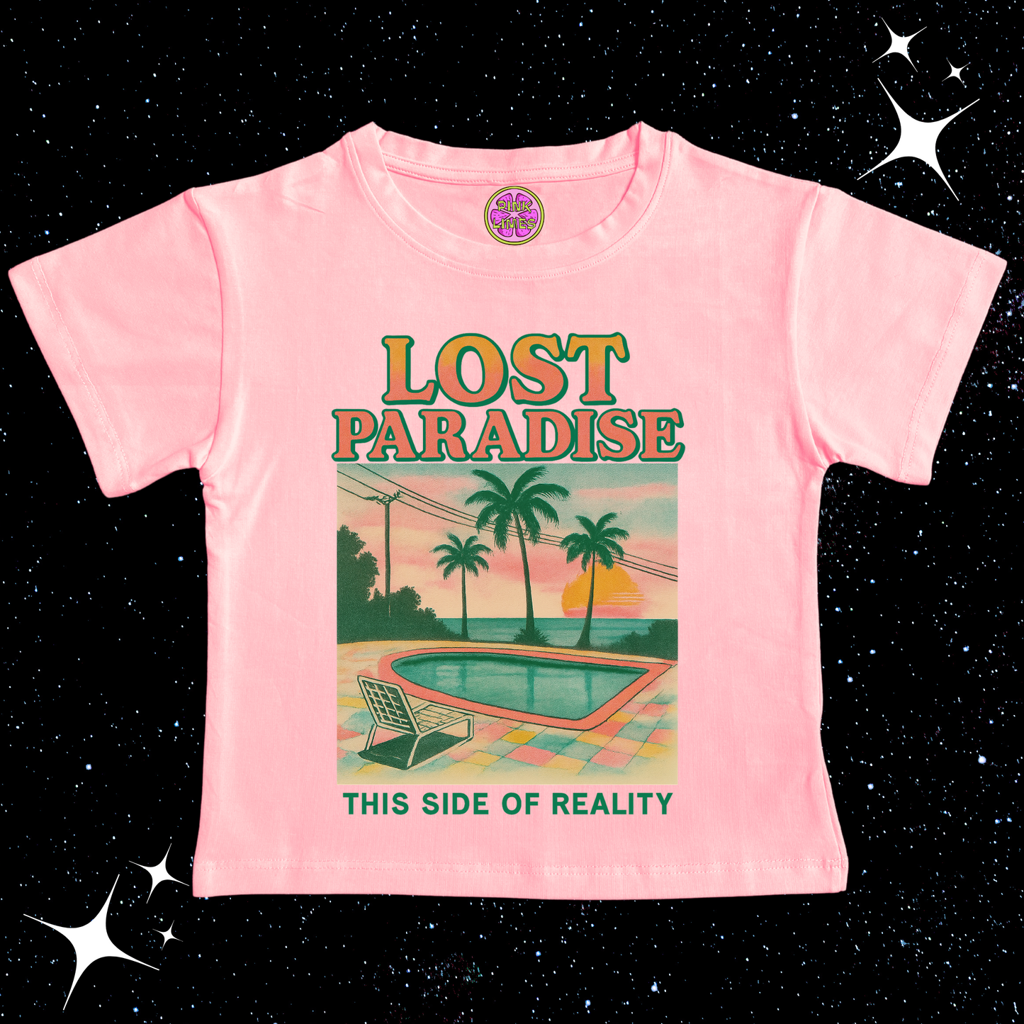 Lost Paradise Crop Tee Pink Shirts & Tops PinkLimes Trending Streetwear