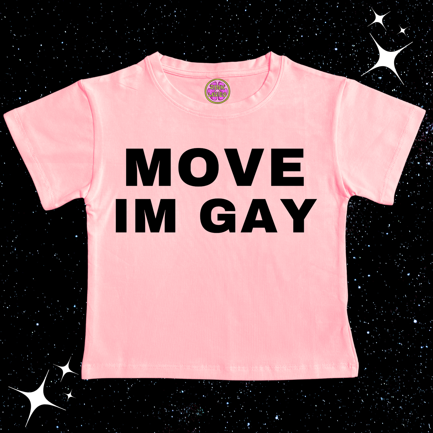 MOVE IM GAY Crop Tee Pink Shirts & Tops PinkLimes Trending Streetwear
