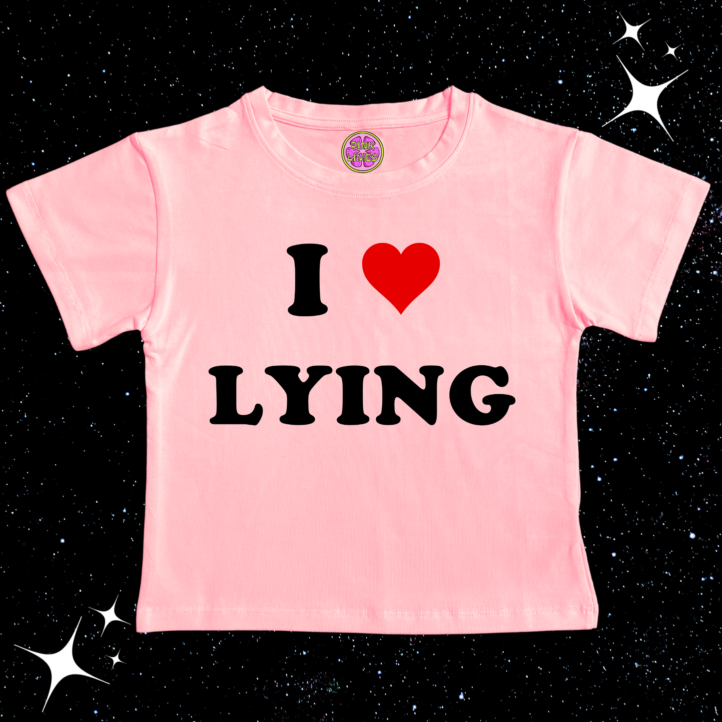 I Love Lying Crop Tee Pink Shirts & Tops PinkLimes Trending Streetwear