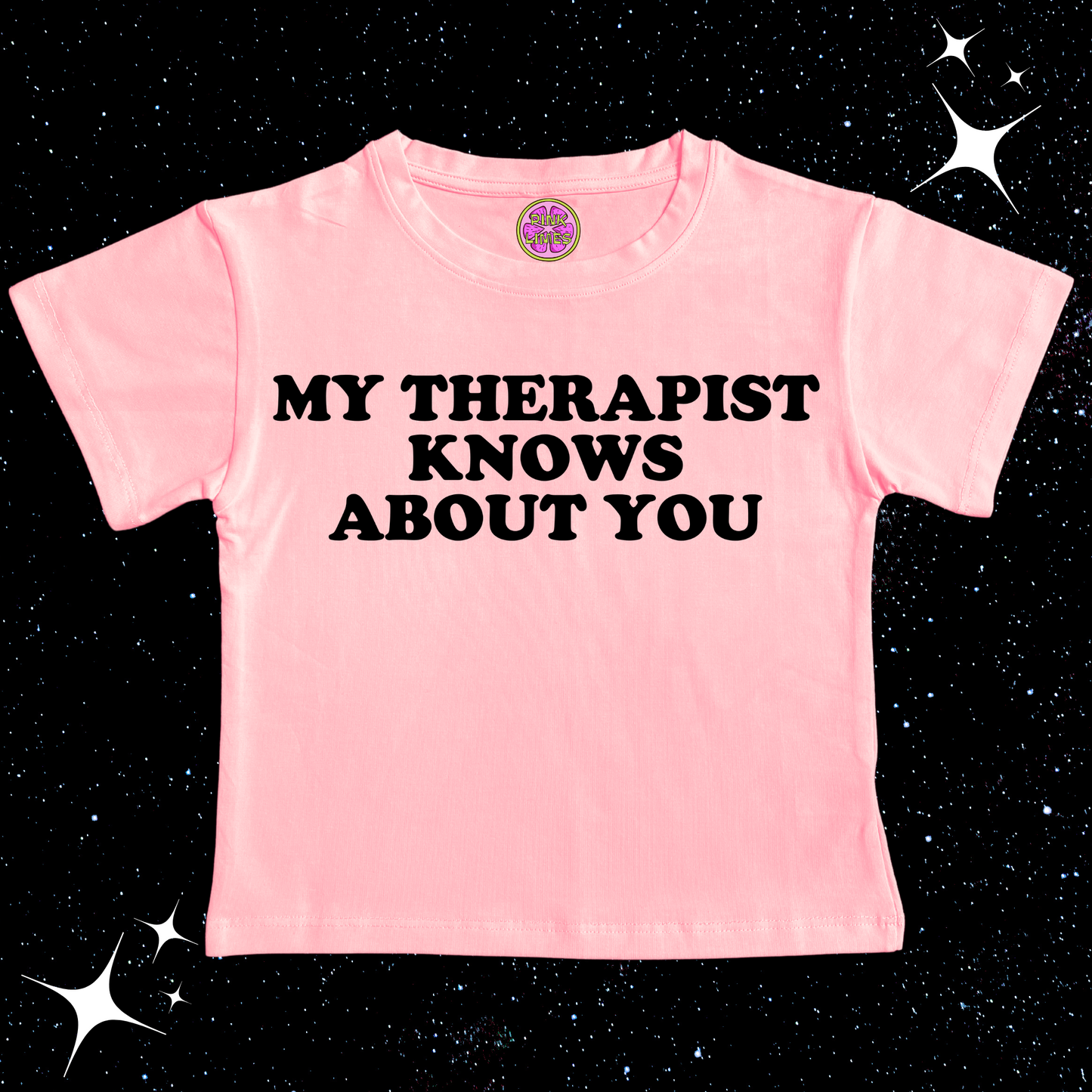 My Therapist Knows About You Crop Tee Pink Shirts & Tops PinkLimes Trending Streetwear