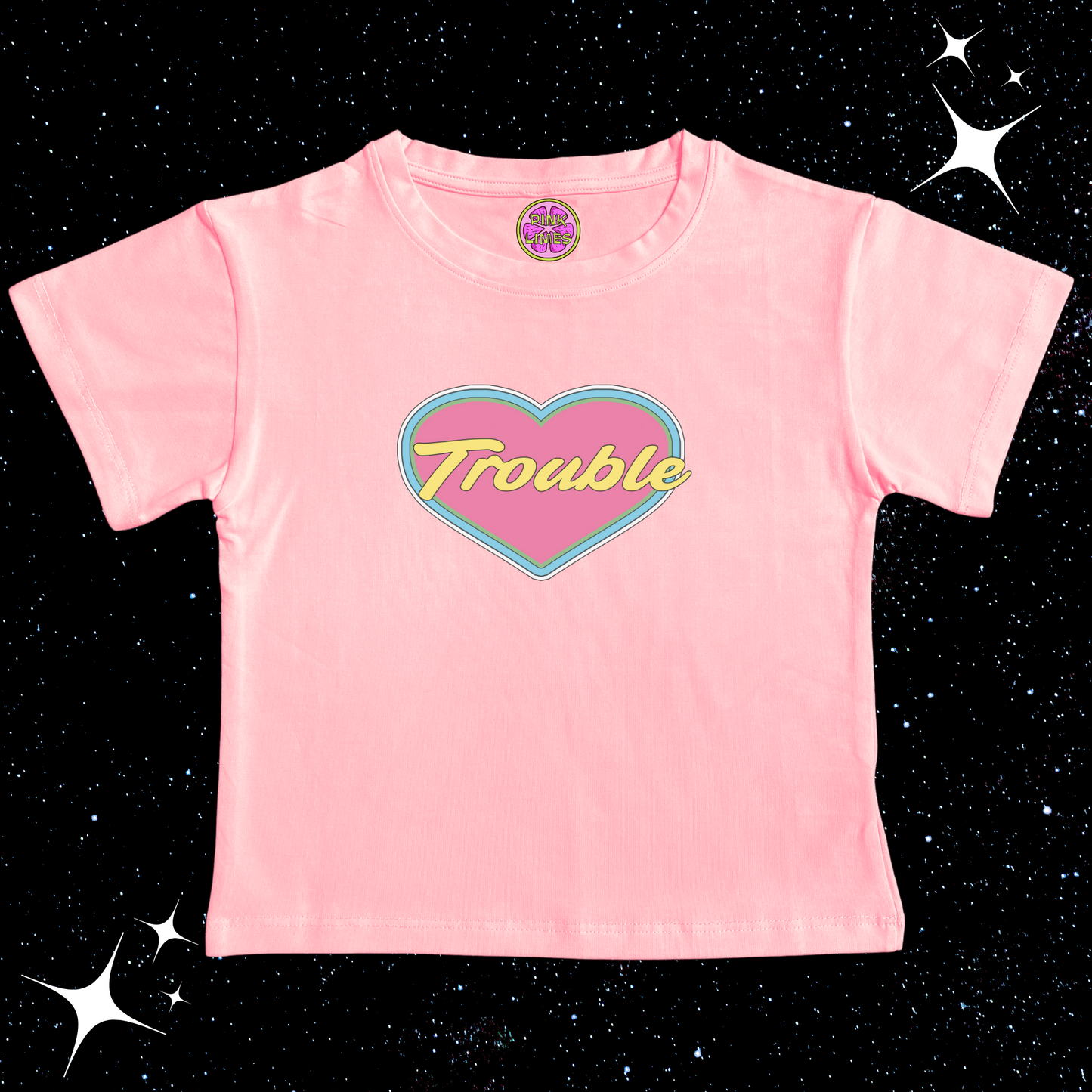Trouble Crop Tee Pink Shirts & Tops PinkLimes Trending Streetwear