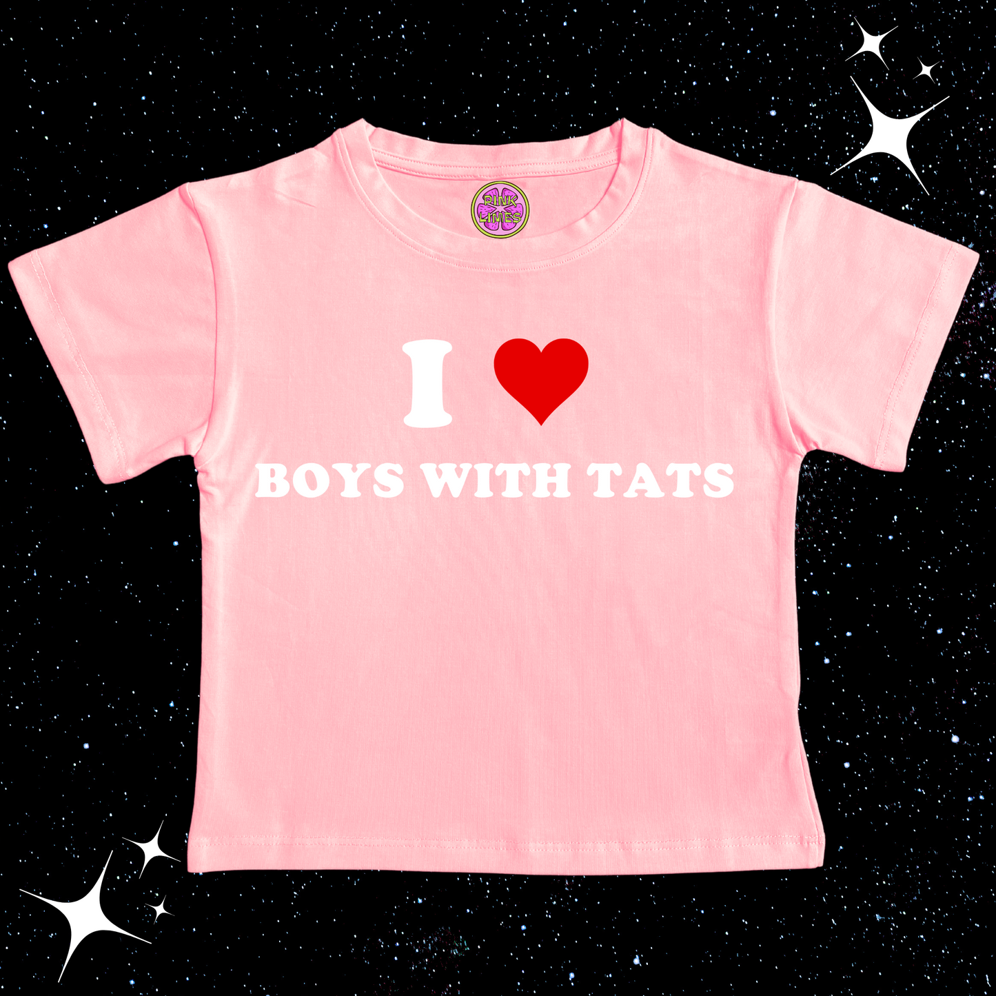 I love boys with tats Crop Tee Pink Shirts & Tops PinkLimes Trending Streetwear