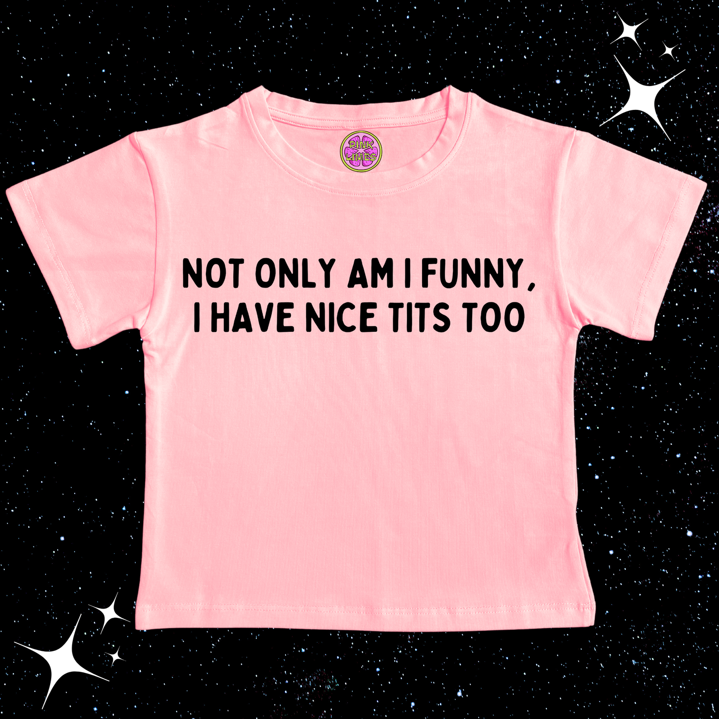 Not Only Am I Funny Nice T*ts Too Crop Tee Pink Shirts & Tops PinkLimes Trending Streetwear