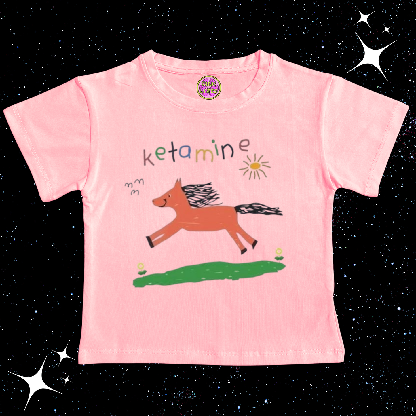 K*tamine Kids Drawing Crop Tee Pink Shirts & Tops PinkLimes Trending Streetwear