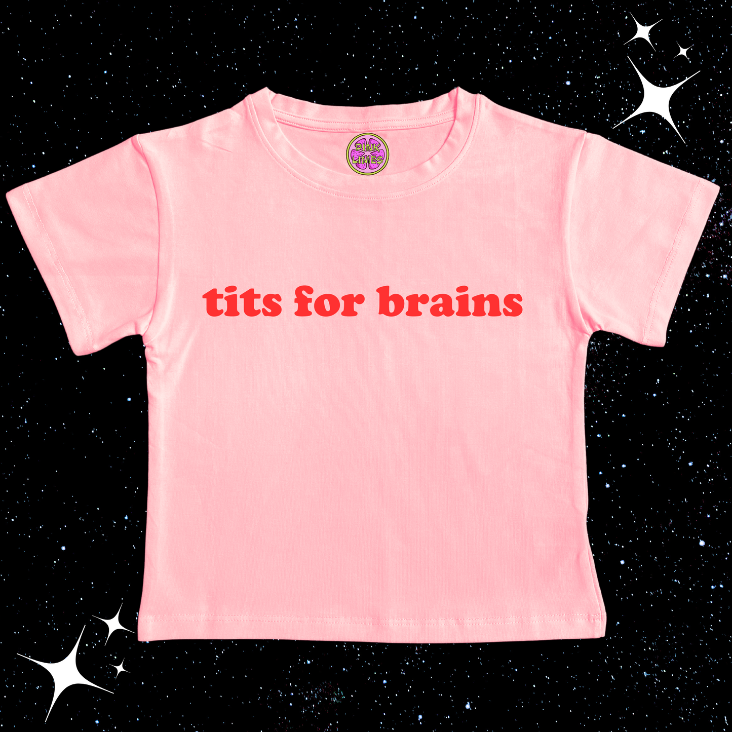 tits for brains Crop Tee Pink Shirts & Tops PinkLimes Trending Streetwear