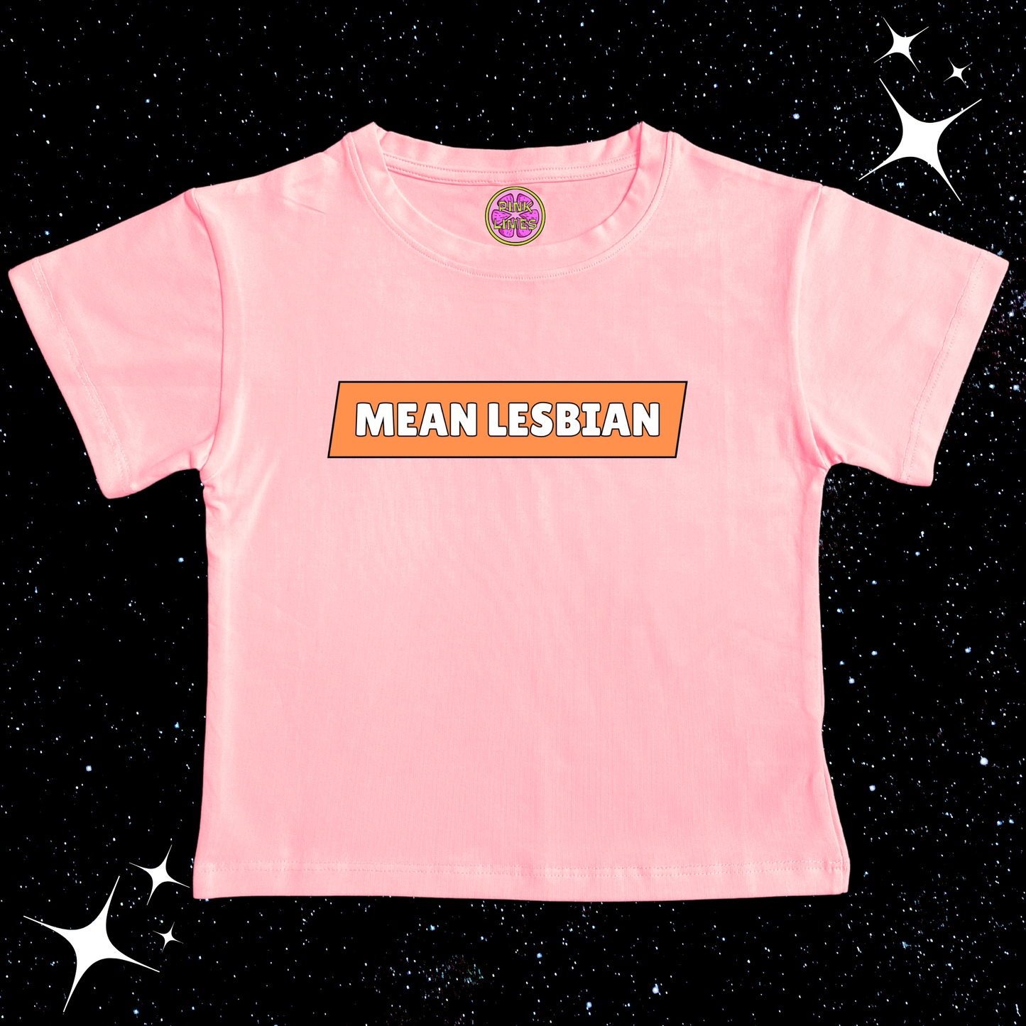 Mean Lesbian Crop Tee Pink Shirts & Tops PinkLimes Trending Streetwear