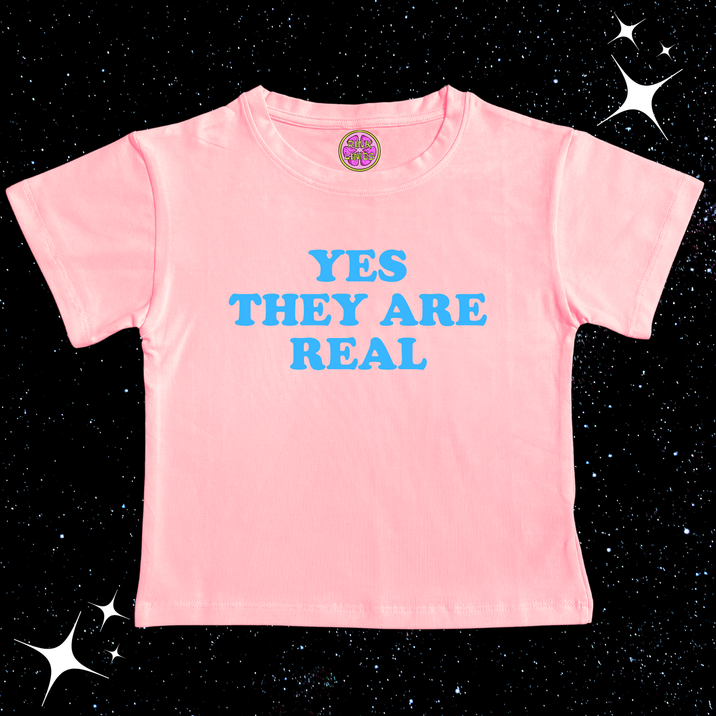 Yes They Are Real Crop Tee Pink Shirts & Tops PinkLimes Trending Streetwear