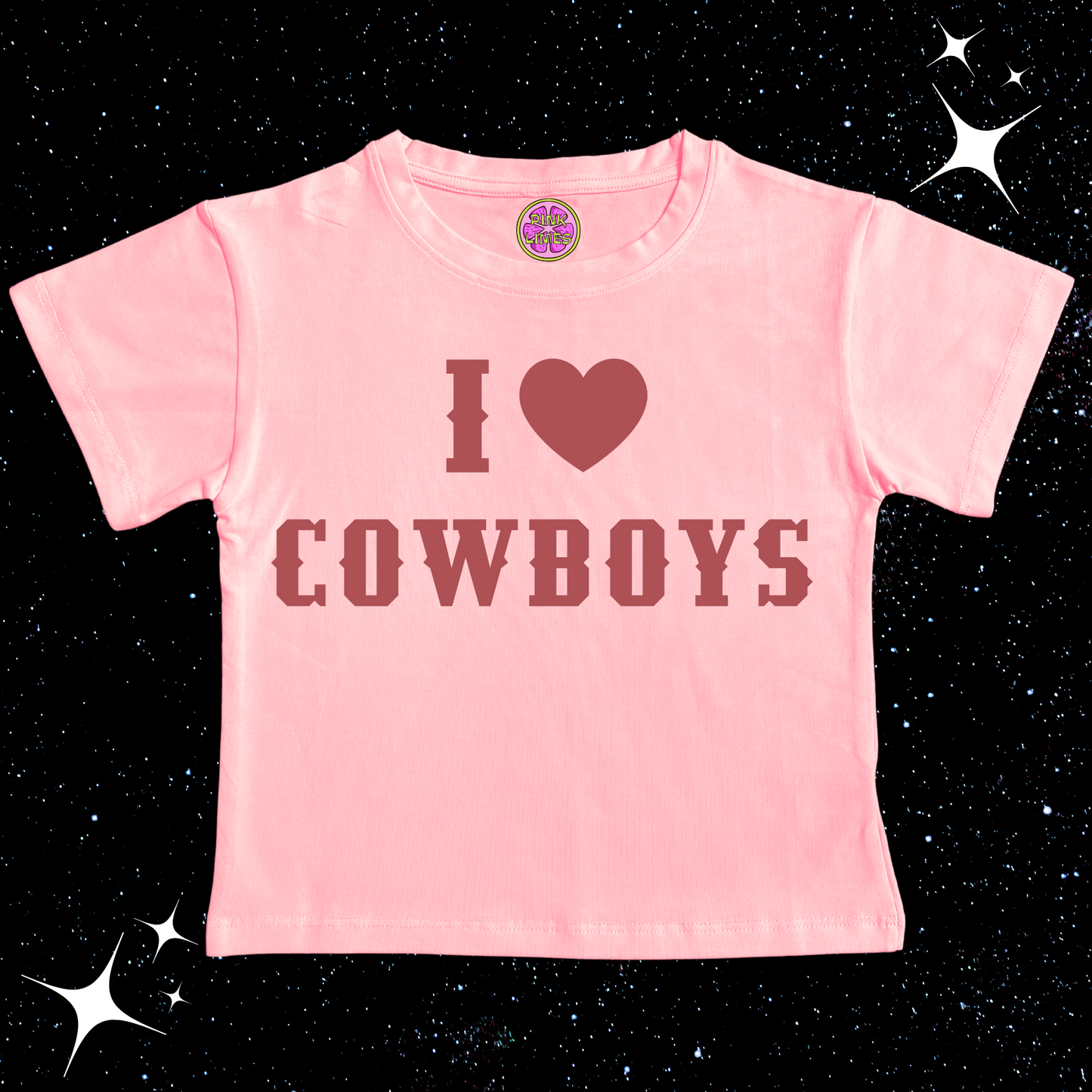 I Love Cowboys Pink Crop Tee Shirts & Tops PinkLimes Trending Streetwear