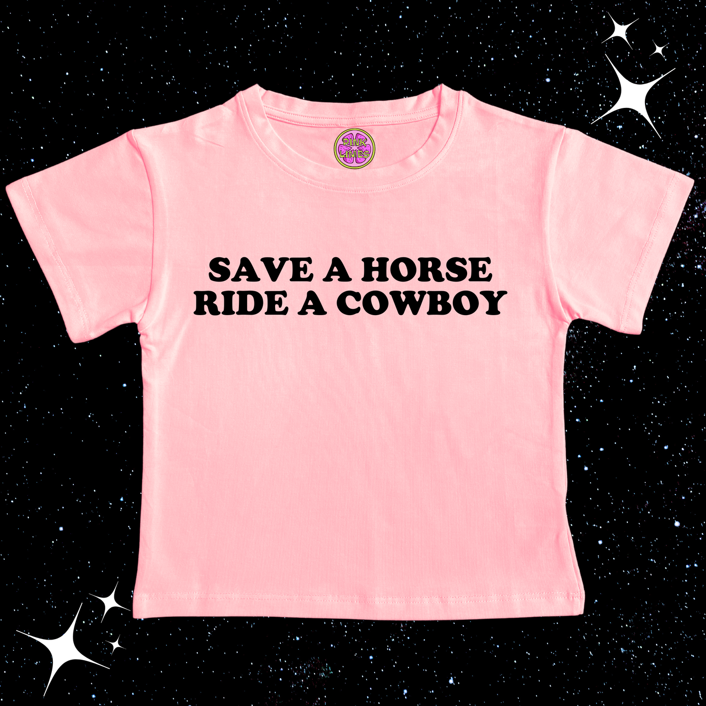 Save A Horse Ride A Cowboy Crop Tee Pink Shirts & Tops PinkLimes Trending Streetwear