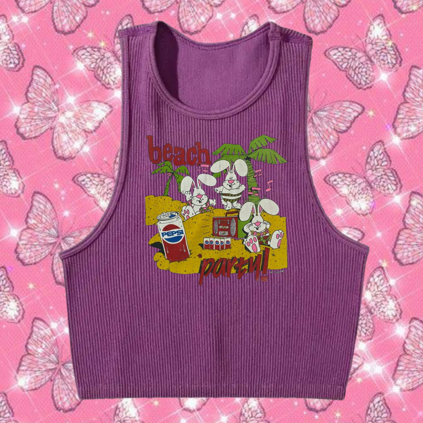 Beach Party Crop Tank Top Purple Shirts & Tops PinkLimes Trending Streetwear