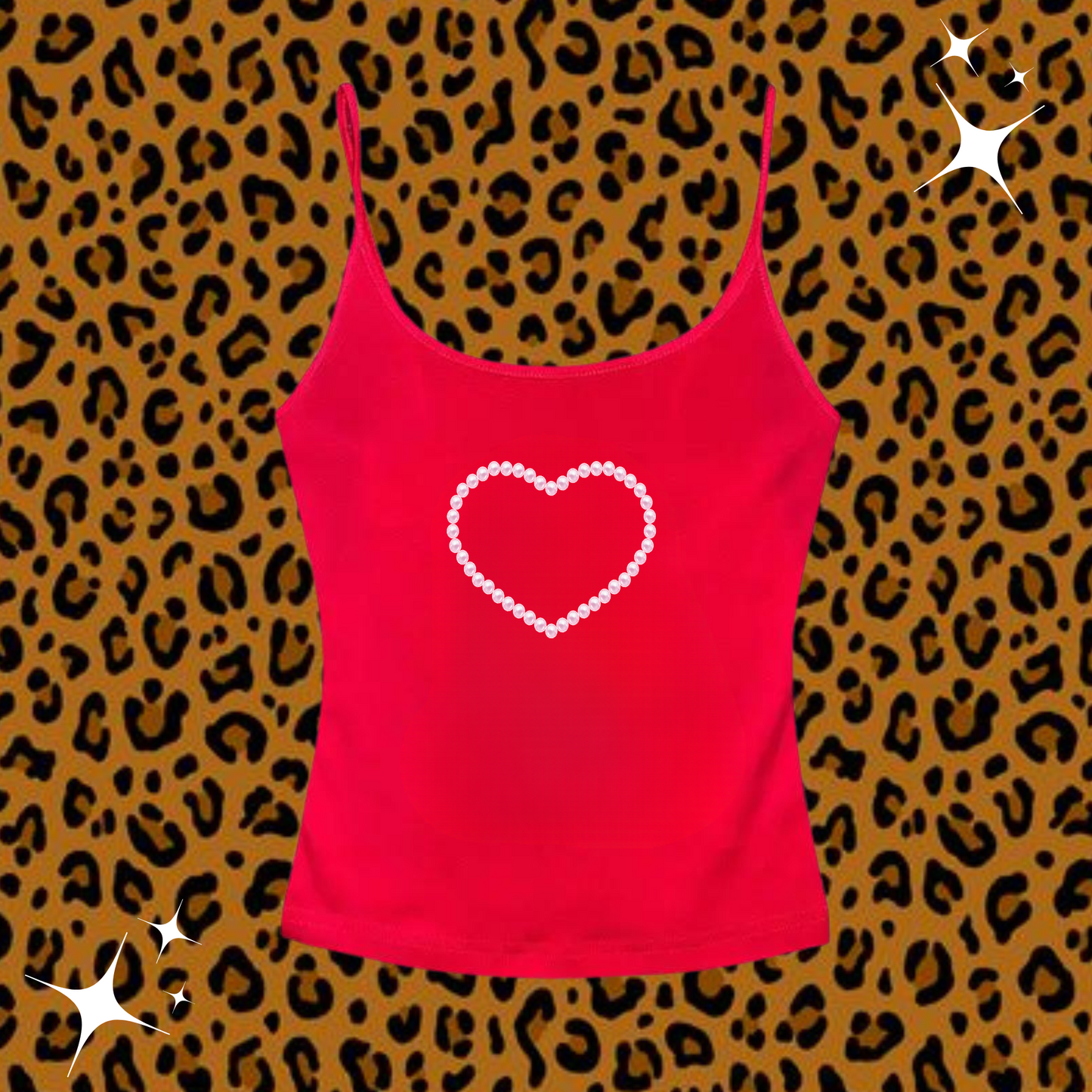 Beaded Heart Camisole Top Red Shirts & Tops PinkLimes Trending Streetwear