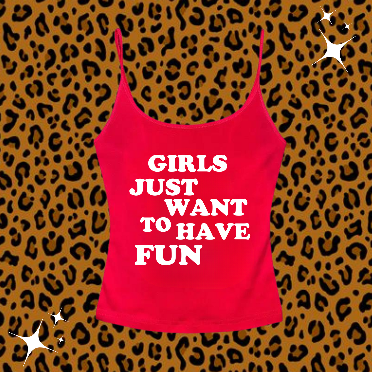 Girls Just Want To Have Fun Camisole Top Red Shirts & Tops PinkLimes Trending Streetwear