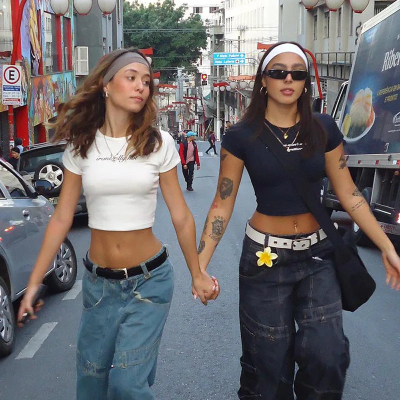 Ironically Hot White Crop Tee PinkLimes Trending Streetwear