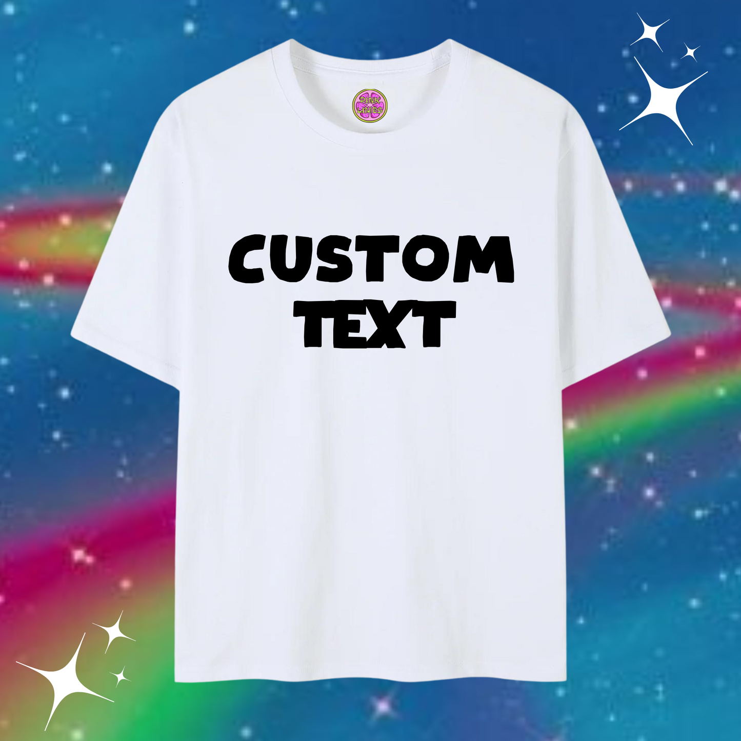 Custom Text Baggy Tee White Shirts & Tops PinkLimes Trending Streetwear