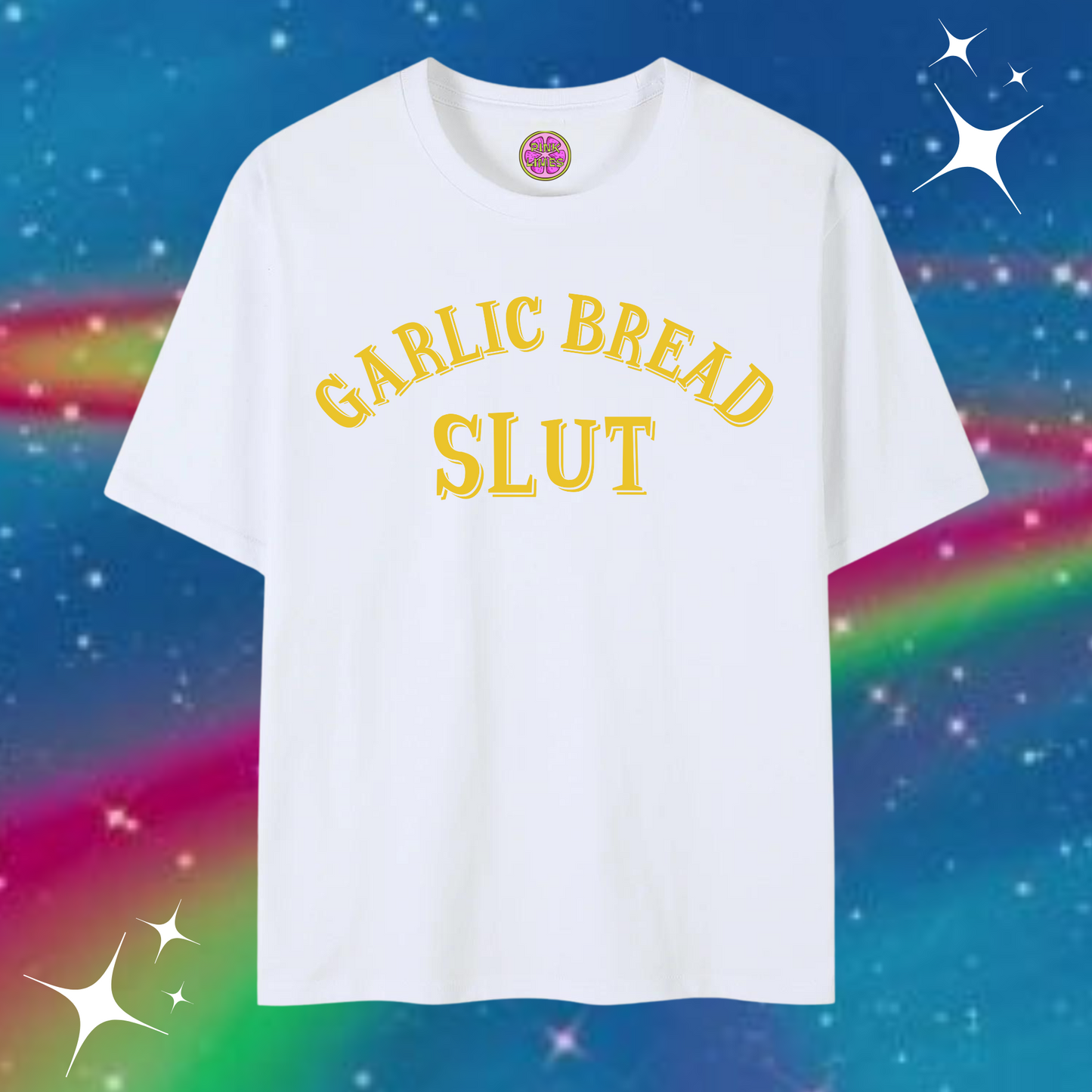 Garlic Bread Sl*t Baggy Tee White Shirts & Tops PinkLimes Trending Streetwear