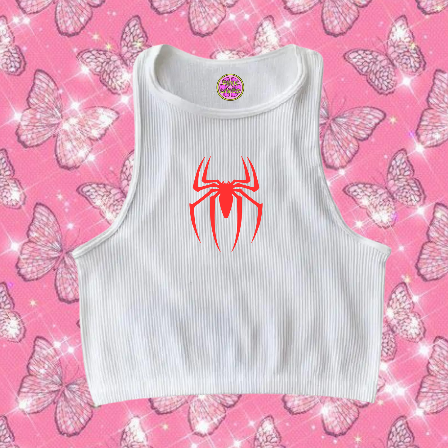 Red Spider Tank Top White Shirts & Tops PinkLimes Trending Streetwear