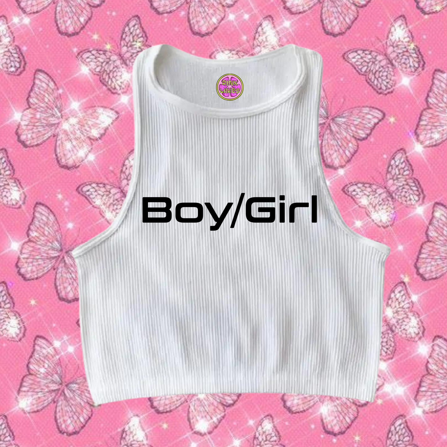 Boy/Girl Crop Tank Top White Shirts & Tops PinkLimes Trending Streetwear