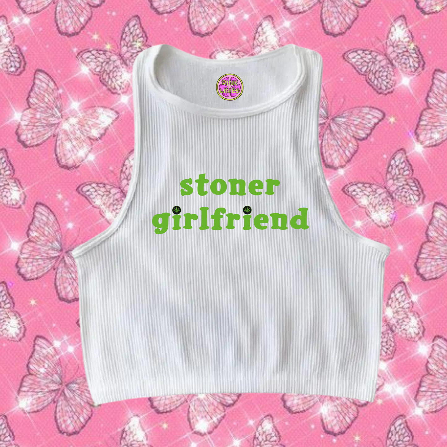 Stoner Girlfriend Tank Top White Shirts & Tops PinkLimes Trending Streetwear