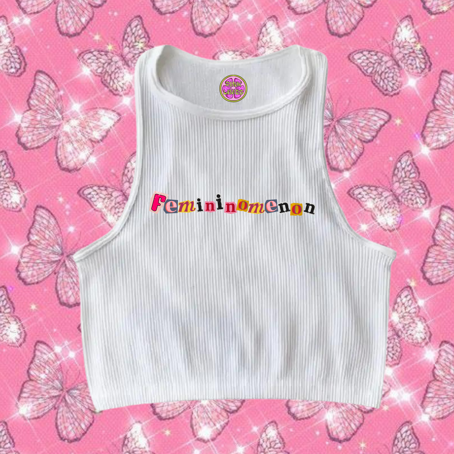 Femininomenon Crop Tank Top White Shirts & Tops PinkLimes Trending Streetwear