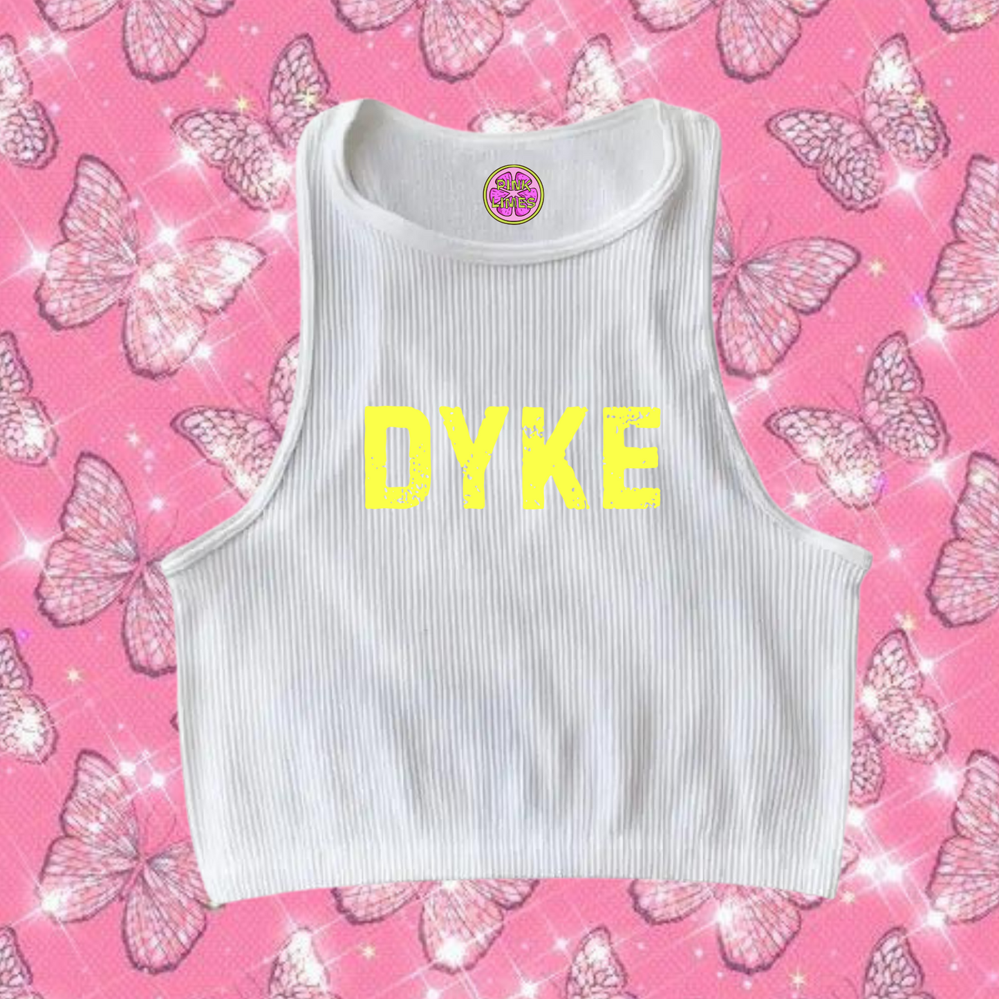 Dyke Crop Tank Top White Shirts & Tops PinkLimes Trending Streetwear