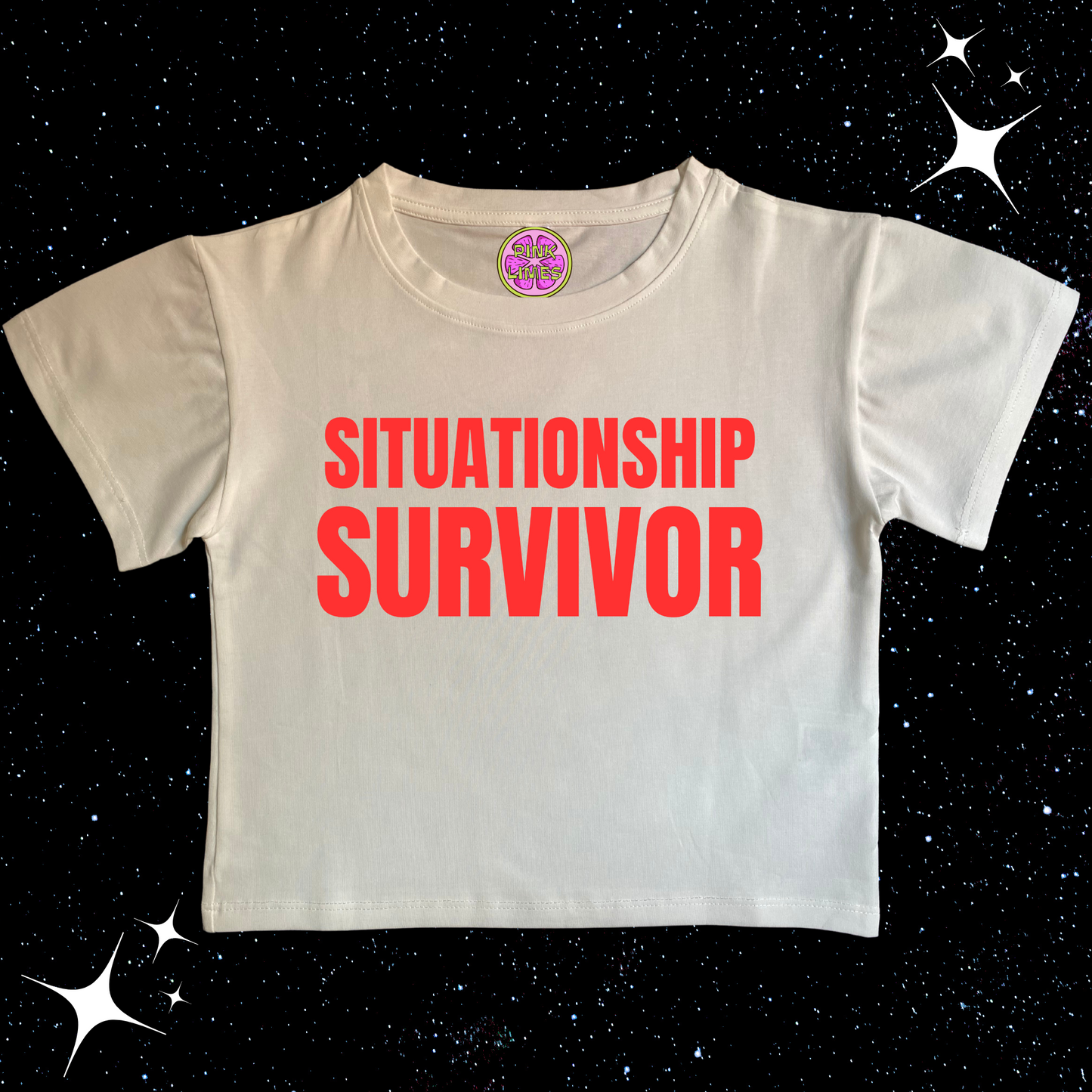 Situationship Survivor Crop Tee White Shirts & Tops PinkLimes Trending Streetwear