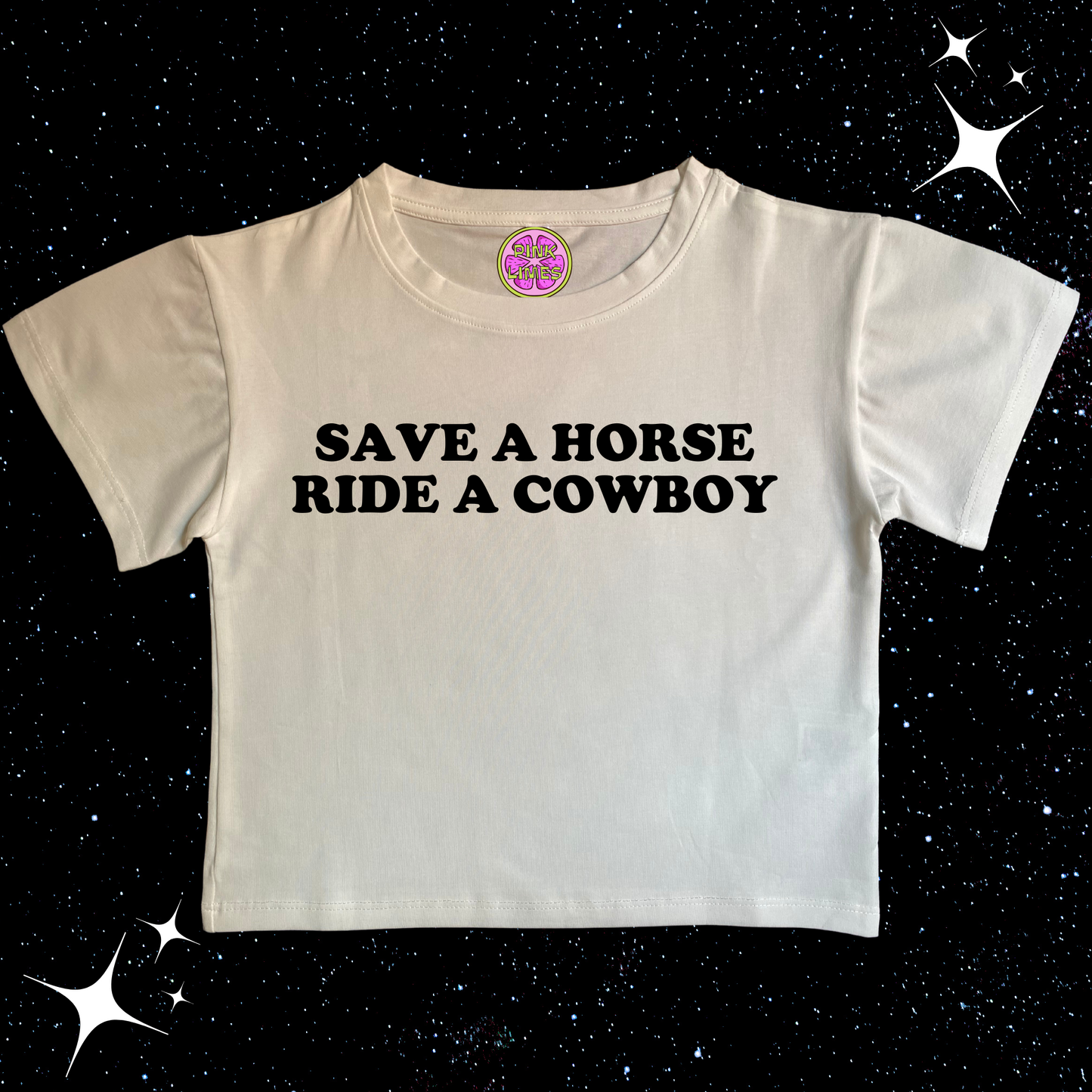 Save A Horse Ride A Cowboy Crop Tee White Shirts & Tops PinkLimes Trending Streetwear