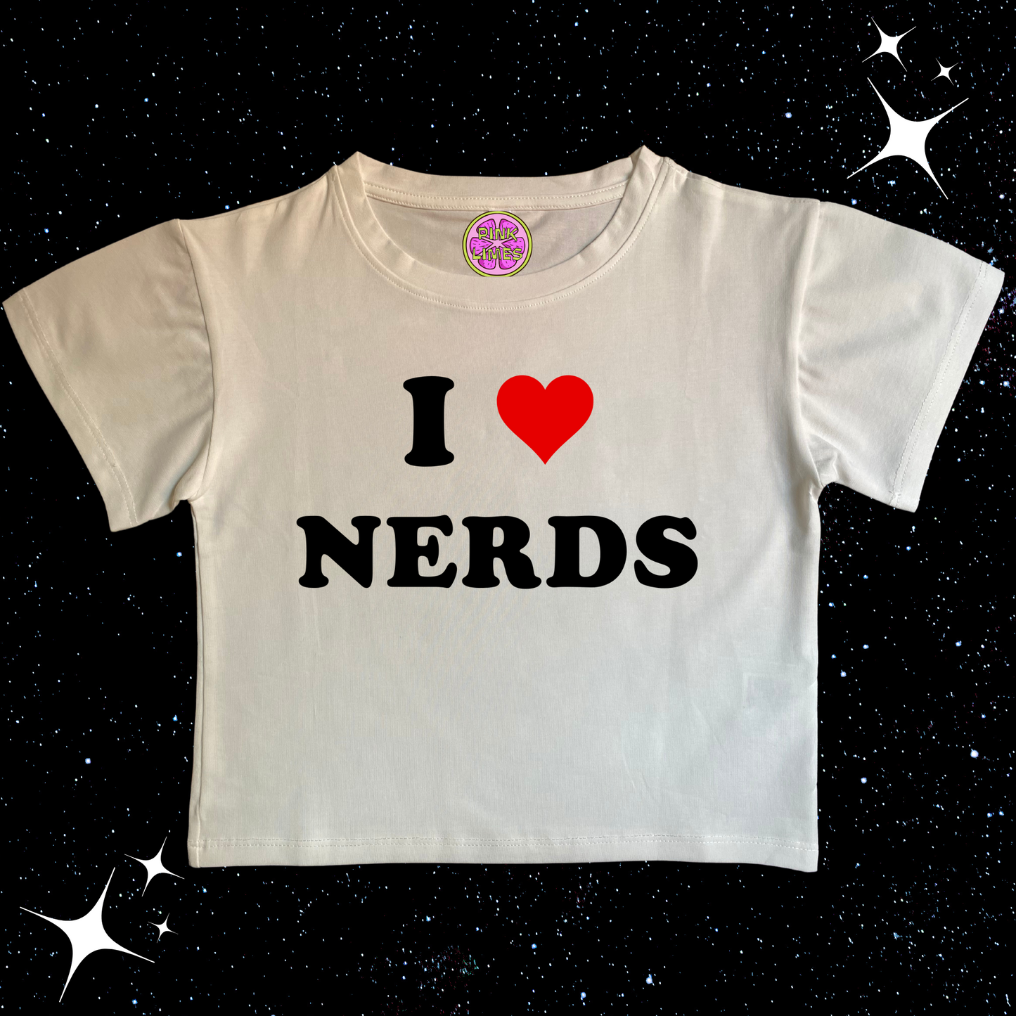 I Love Nerds Crop Tee White Shirts & Tops PinkLimes Trending Streetwear