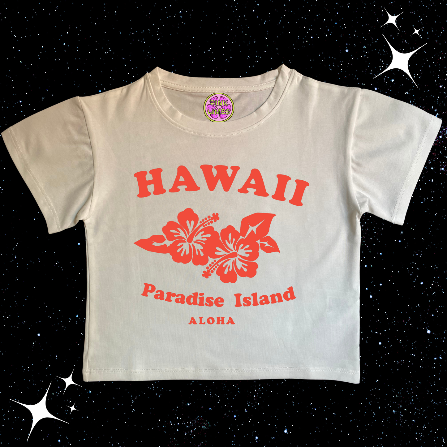 Hawaii Crop Tee White Shirts & Tops PinkLimes Trending Streetwear