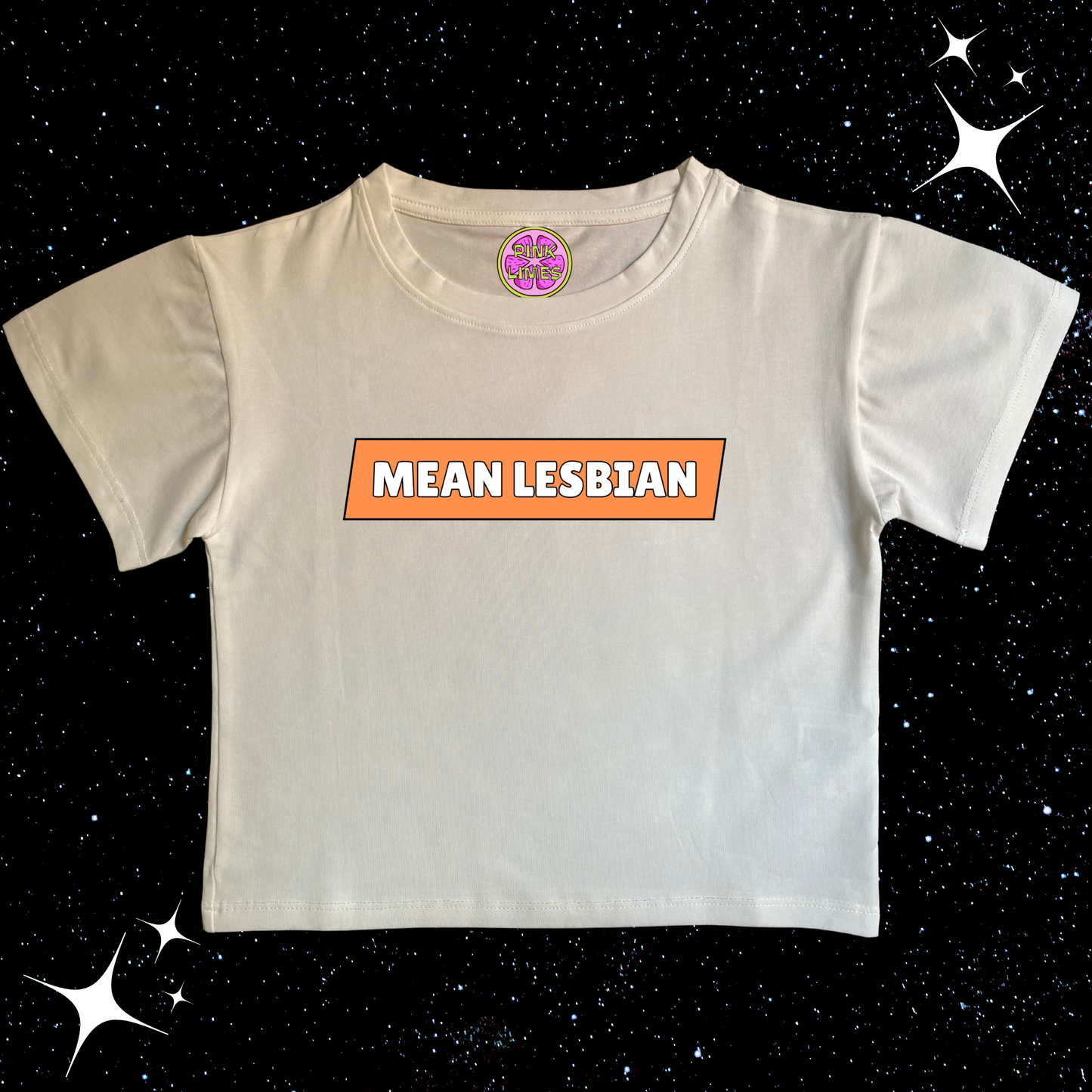 Mean Lesbian Crop Tee White Shirts & Tops PinkLimes Trending Streetwear