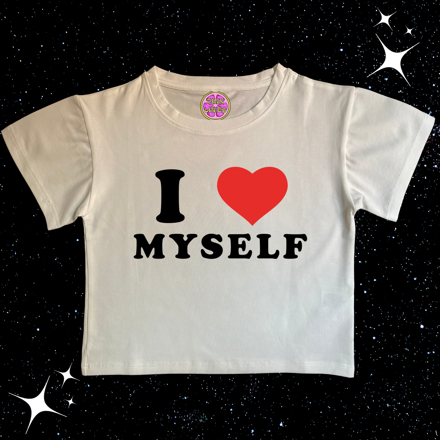 I Love Myself White Crop Tee Shirts & Tops PinkLimes Trending Streetwear