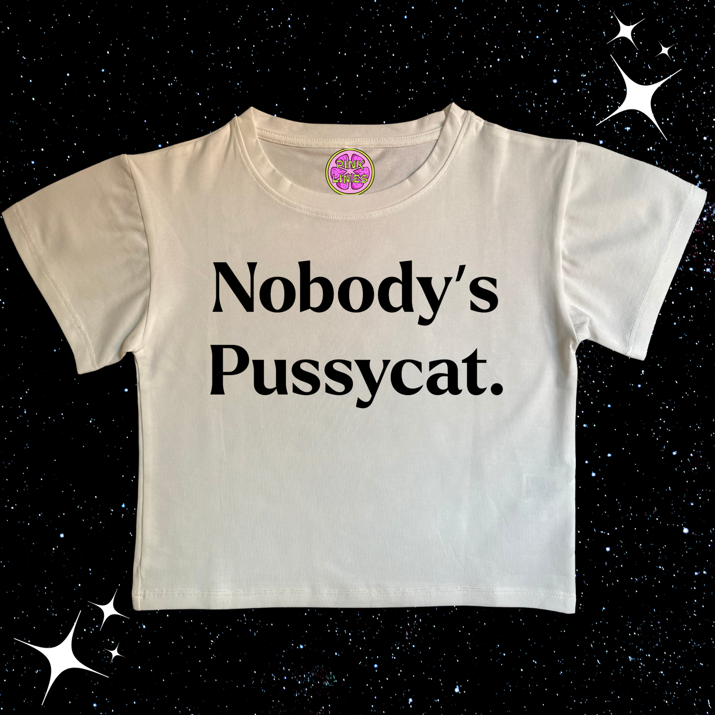 Nobody's Pussycat Crop Tee White Shirts & Tops PinkLimes Trending Streetwear