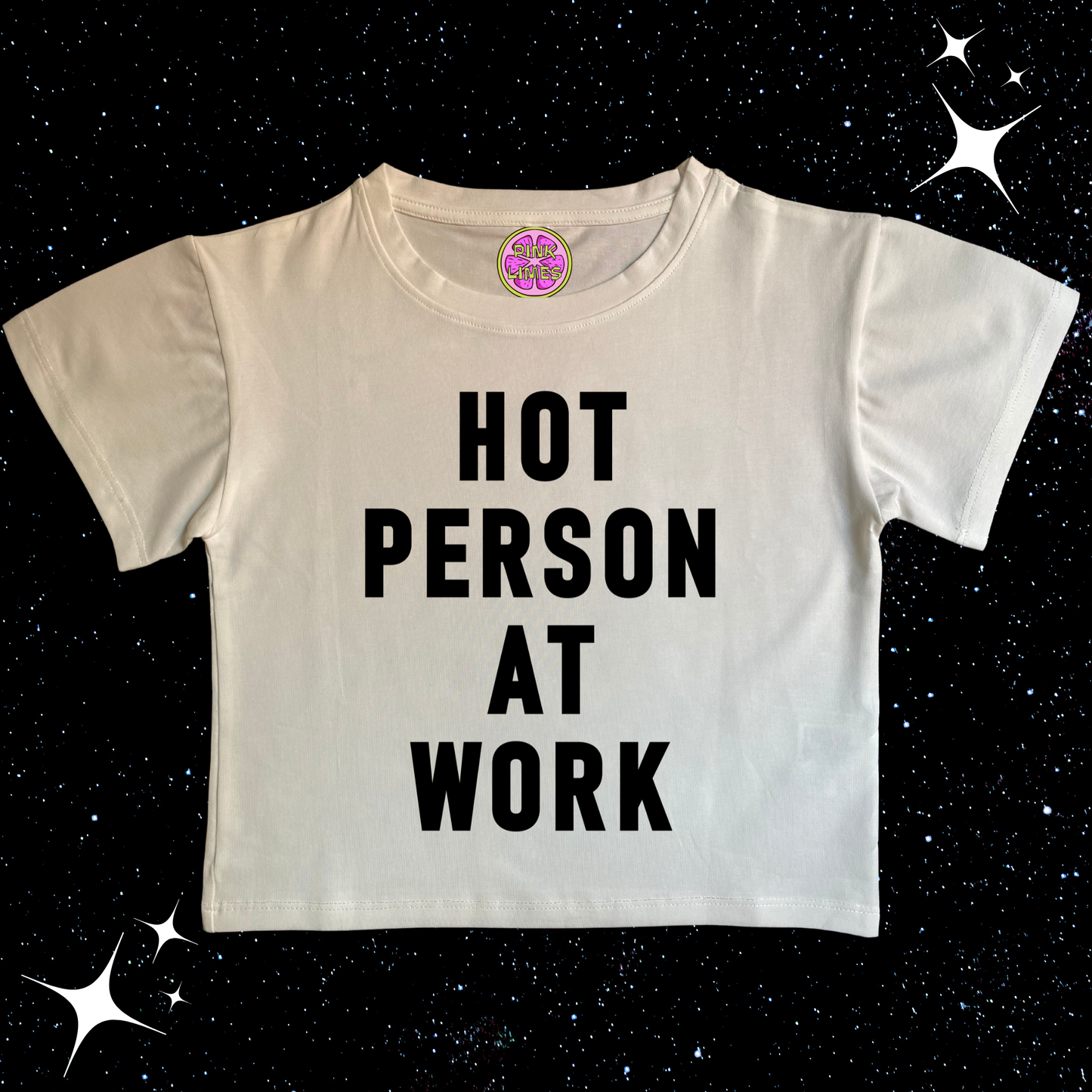 Hot Person At Work Crop Tee White Shirts & Tops PinkLimes Trending Streetwear