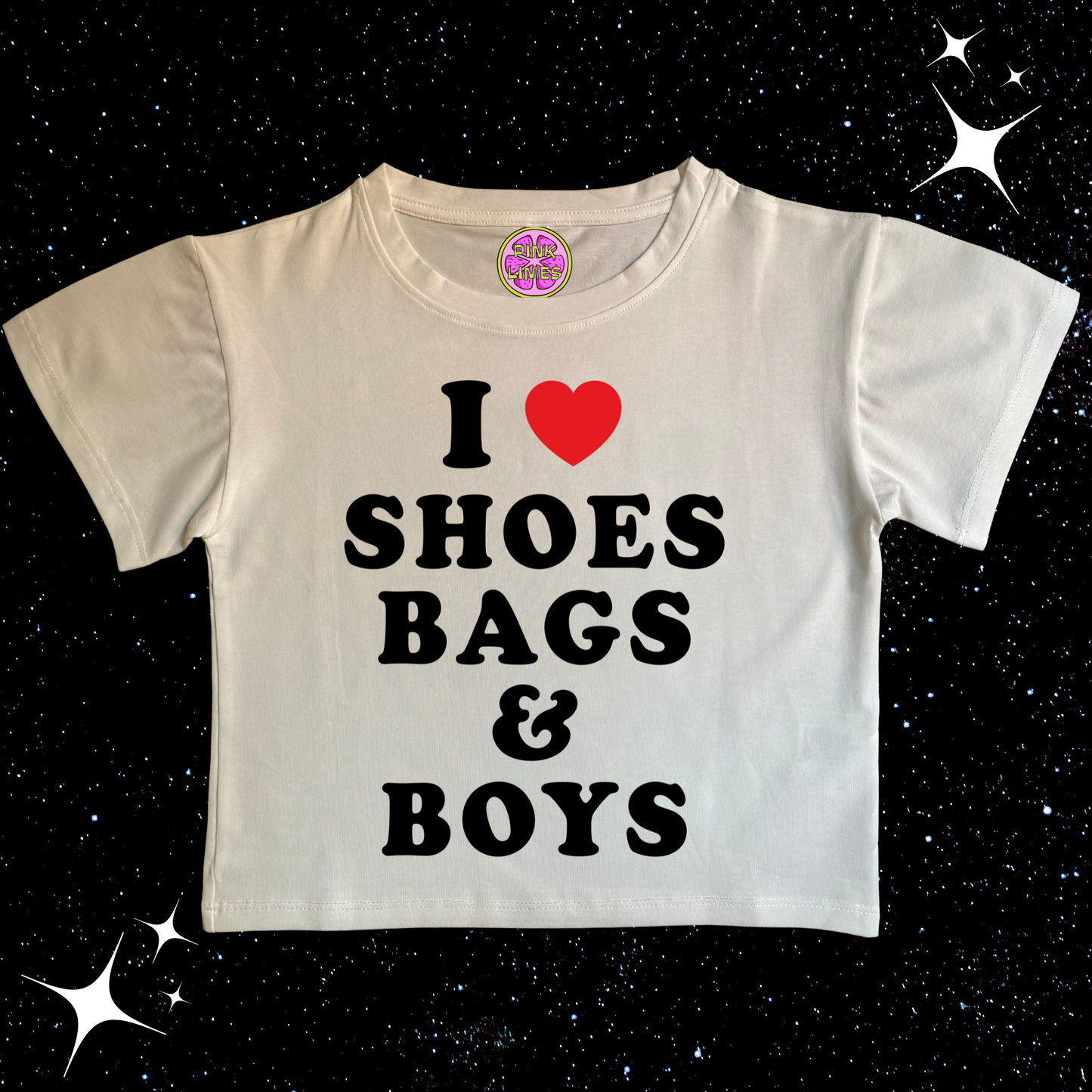 I Love Shoes Bags & Boys Crop Tee Shirts & Tops PinkLimes Trending Streetwear