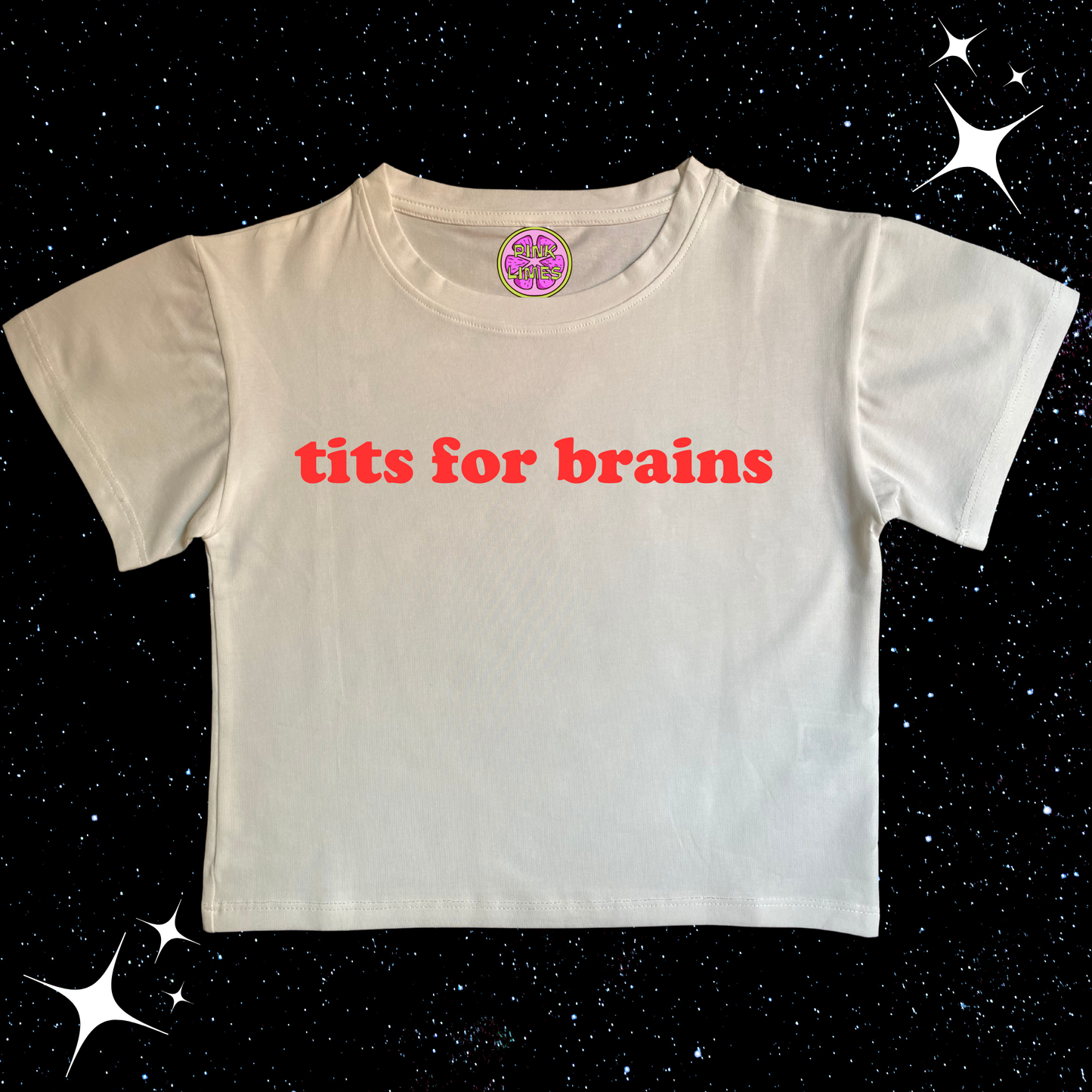 tits for brains Crop Tee White Shirts & Tops PinkLimes Trending Streetwear