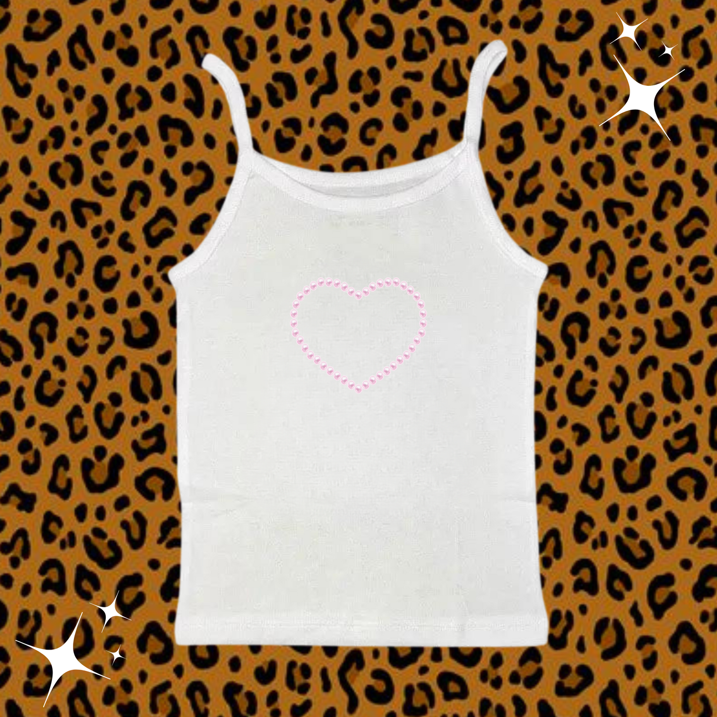 Beaded Heart Camisole Top White Shirts & Tops PinkLimes Trending Streetwear
