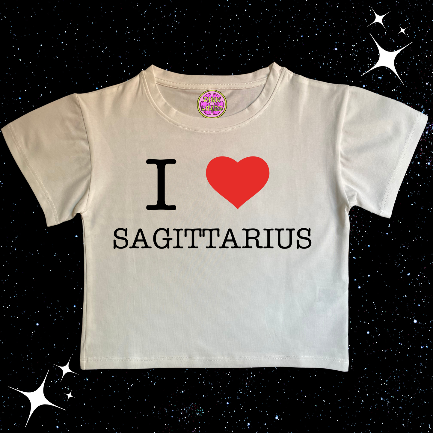 I Love Sagittarius Slogan White Crop Tee Shirts & Tops PinkLimes Trending Streetwear