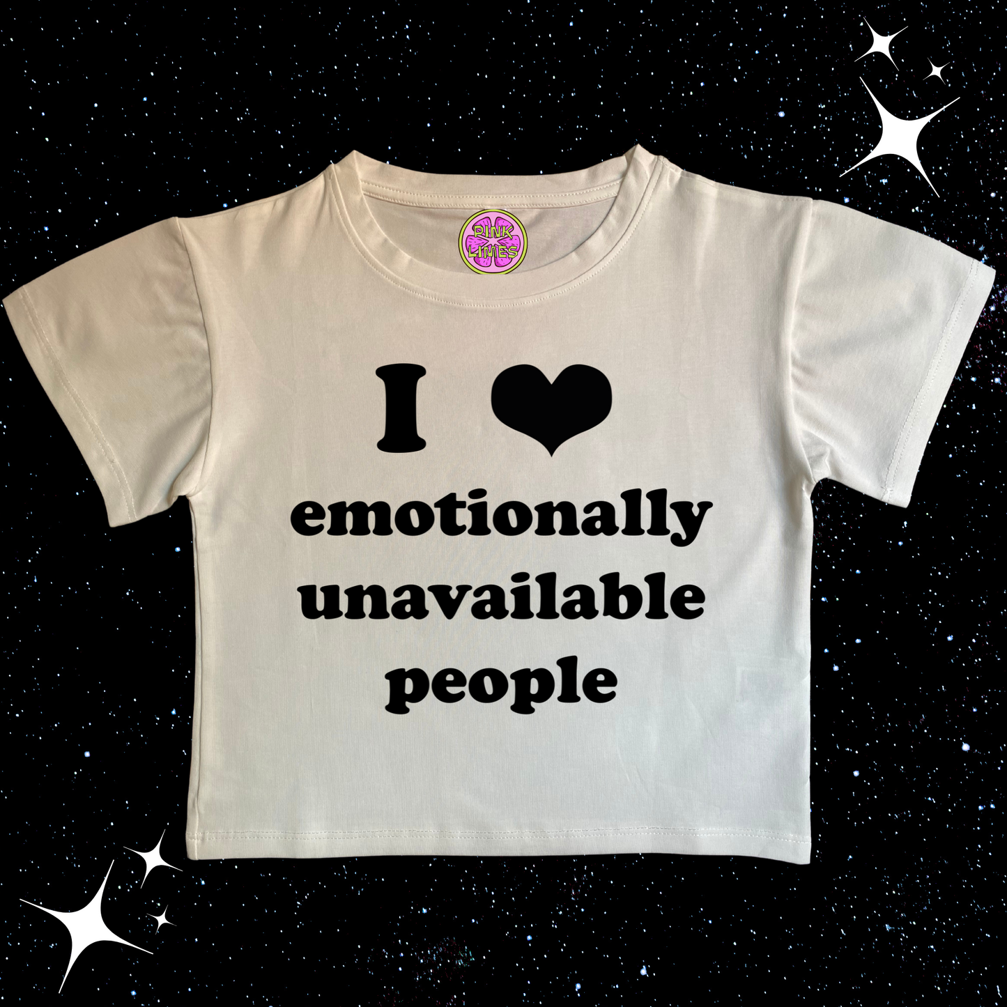 I Love Emotionally Unavailable People Crop Tee White Shirts & Tops PinkLimes Trending Streetwear