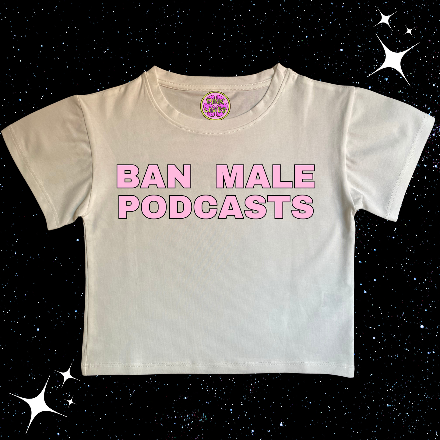Ban Male Podcasts Crop Tee White Shirts & Tops PinkLimes Trending Streetwear