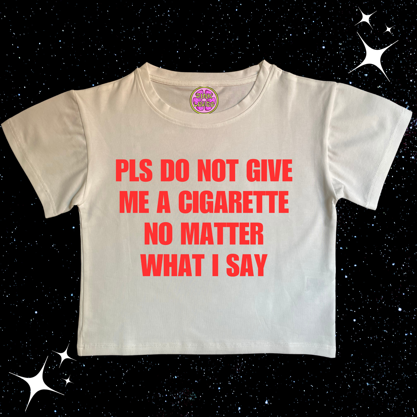 Pls Don't Give Me A Cigarette Crop Tee White Shirts & Tops PinkLimes Trending Streetwear
