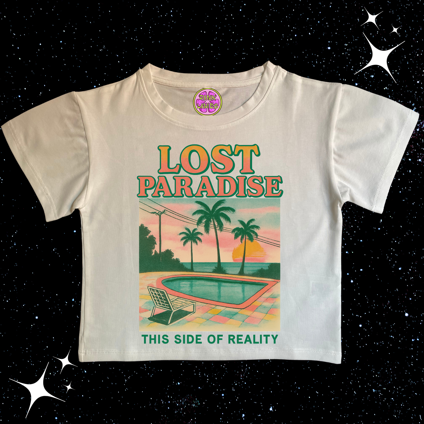 Lost Paradise Crop Tee White Shirts & Tops PinkLimes Trending Streetwear