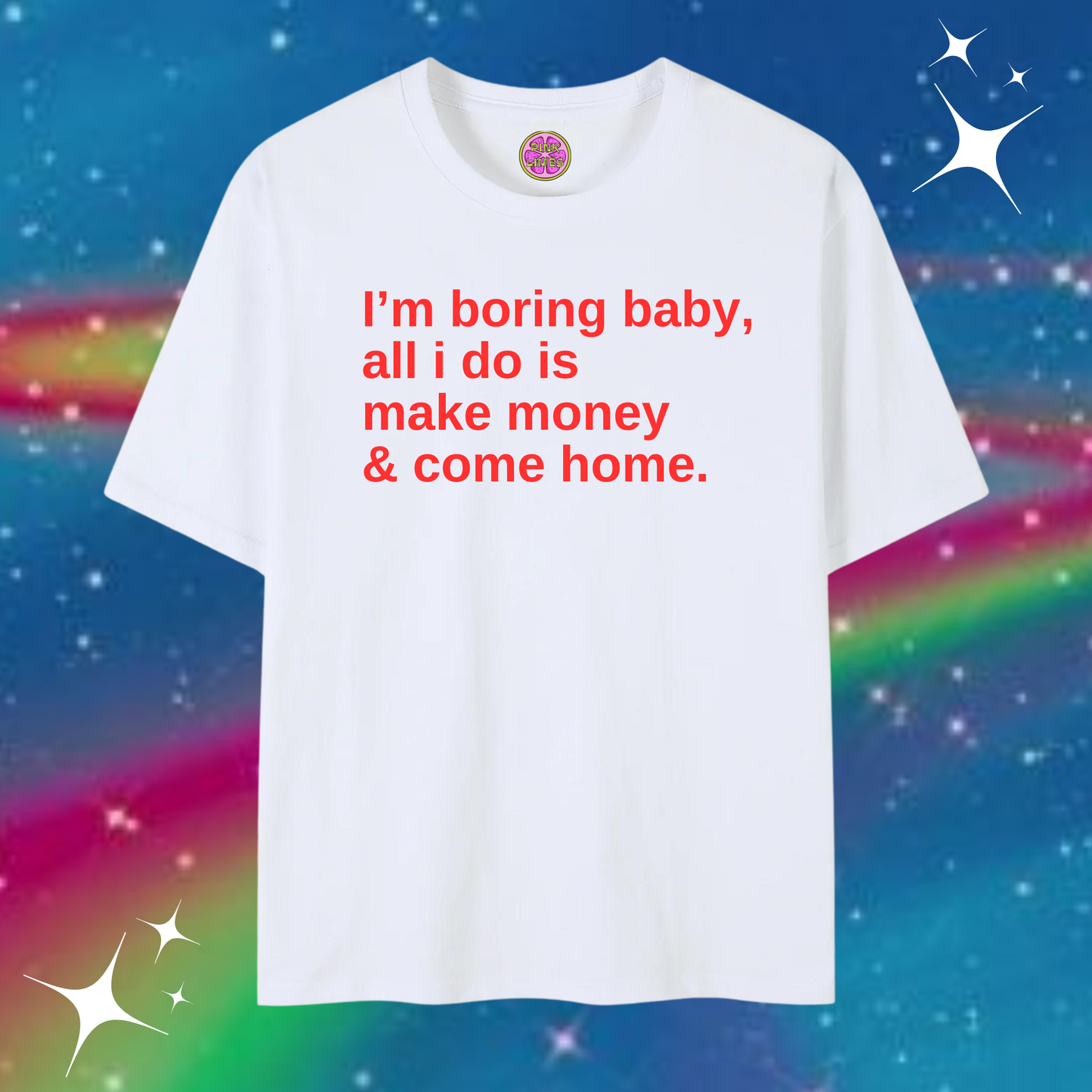 I'm Boring Baby Baggy Tee White Shirts & Tops PinkLimes Trending Streetwear