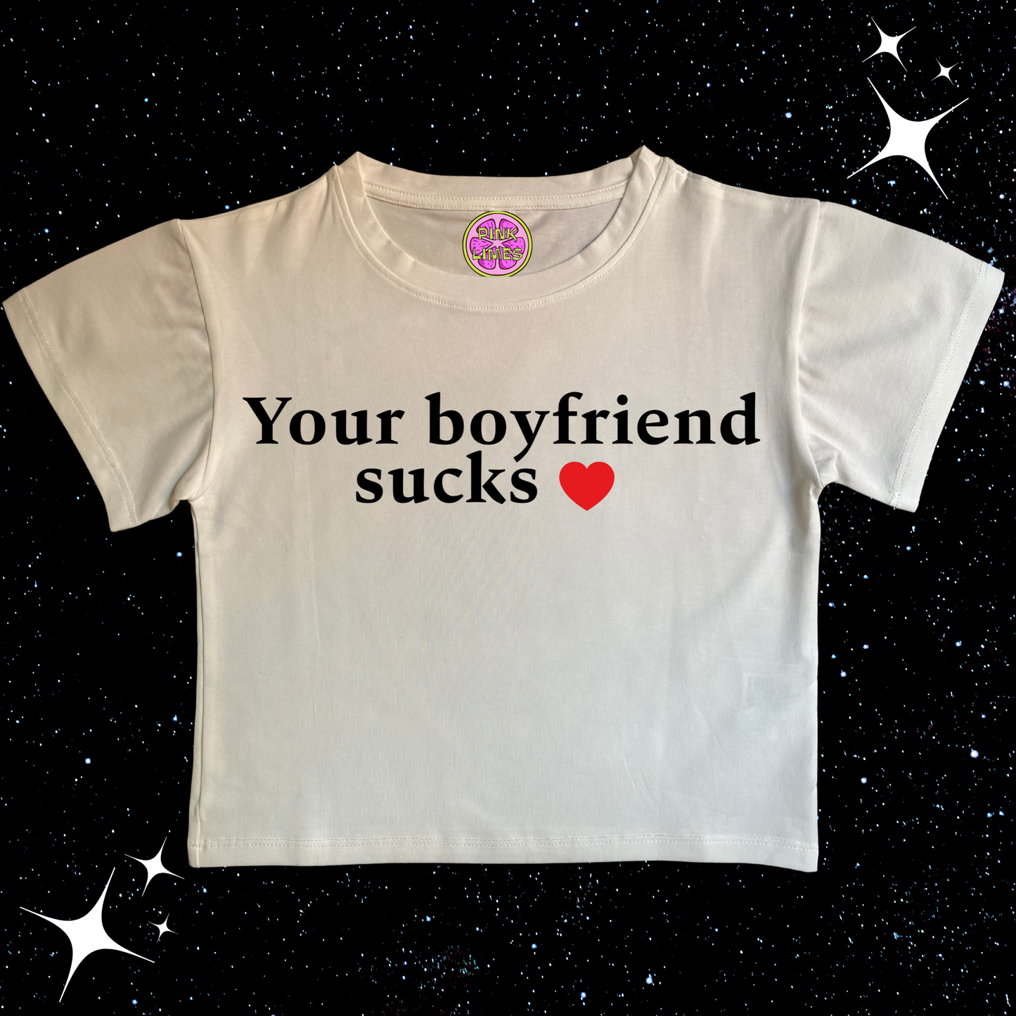 Your Boyfriend Sucks White Crop Tee Shirts & Tops PinkLimes Trending Streetwear