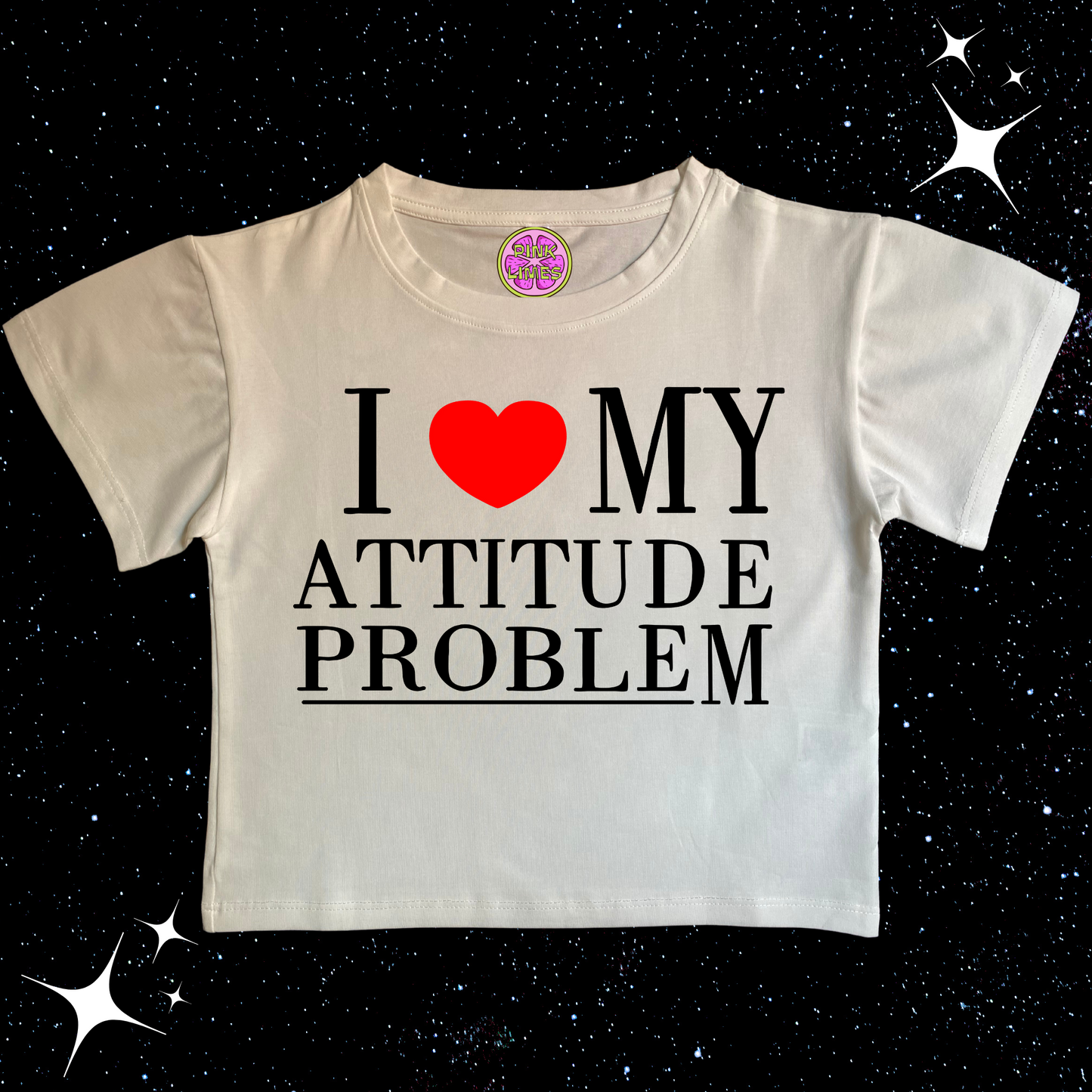 I Love My Attitude Problem Crop Tee White Shirts & Tops PinkLimes Trending Streetwear
