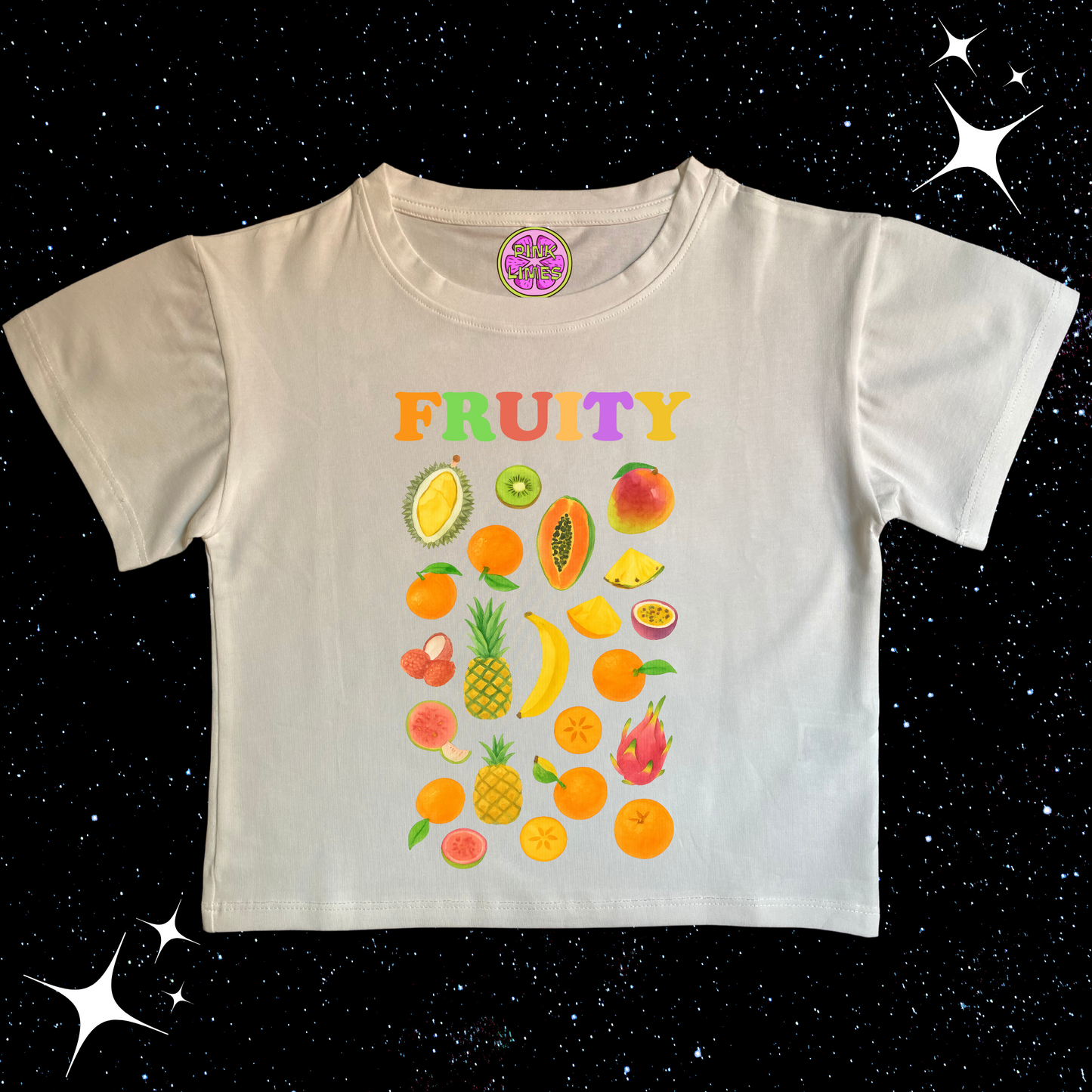 Fruity Crop Tee White Shirts & Tops PinkLimes Trending Streetwear