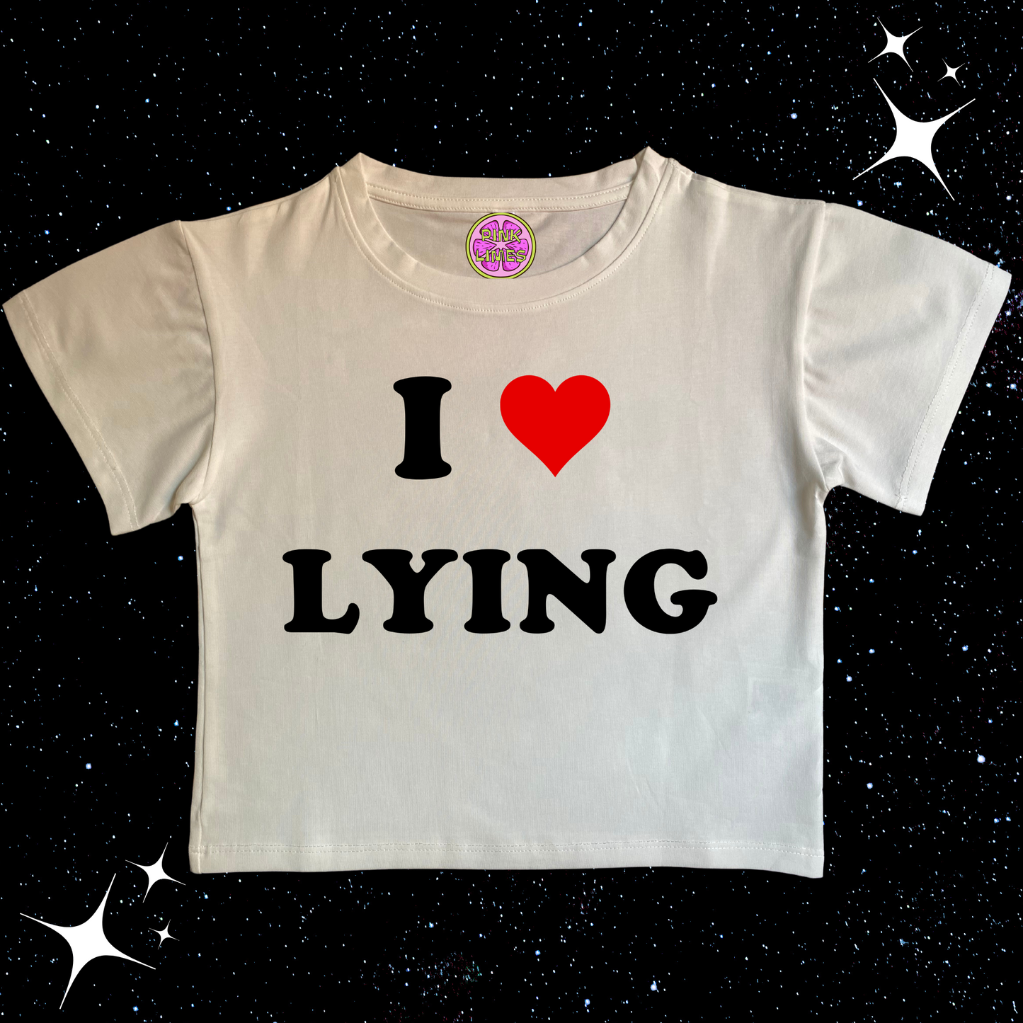 I Love Lying Crop Tee White Shirts & Tops PinkLimes Trending Streetwear