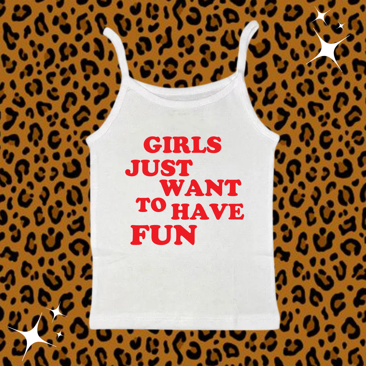 Girls Just Want To Have Fun Camisole Top White Shirts & Tops PinkLimes Trending Streetwear